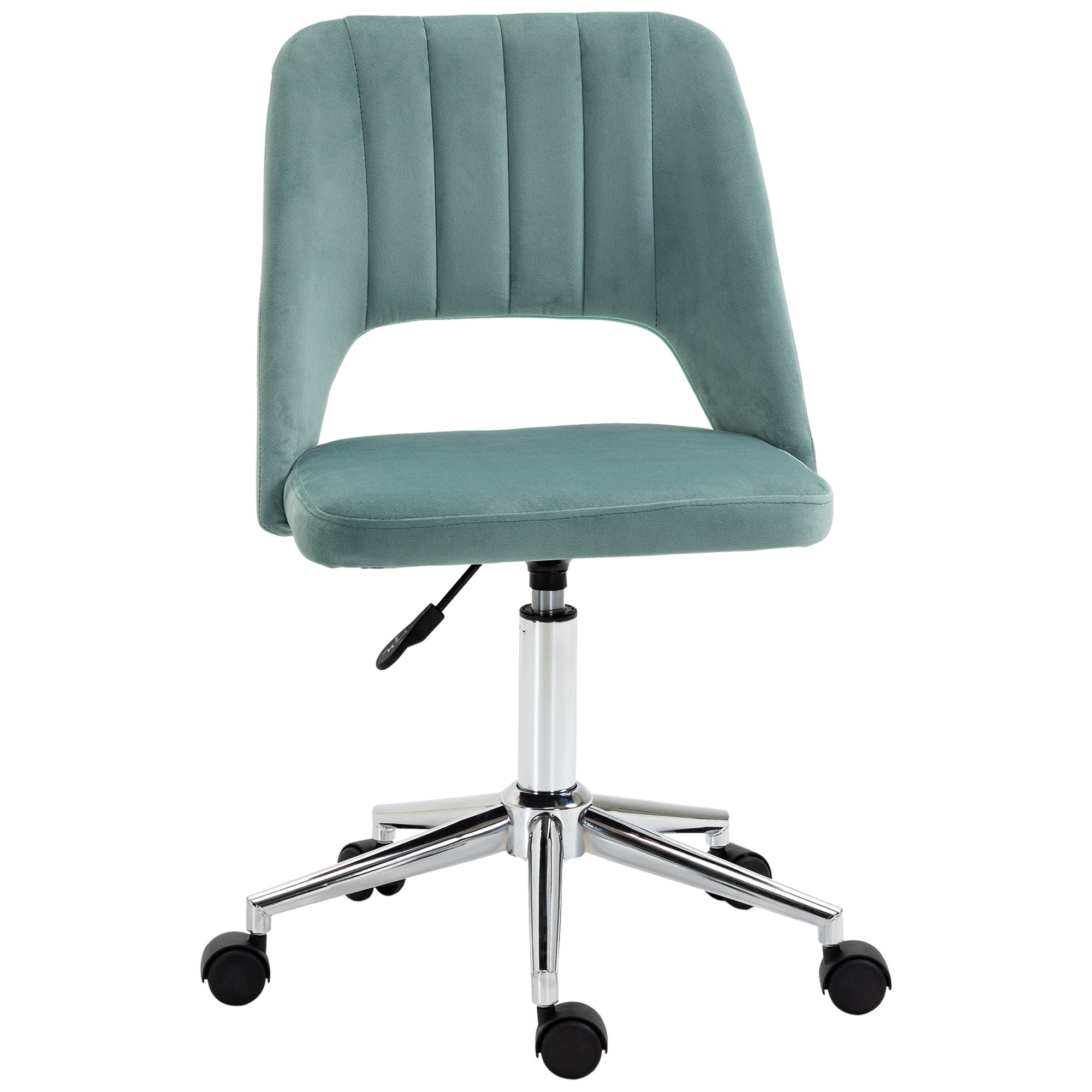 Vinsetto Mid Back Office Chair Velvet Fabric Swivel Scallop Shape Computer Desk Chair for Home Study Bedroom Green