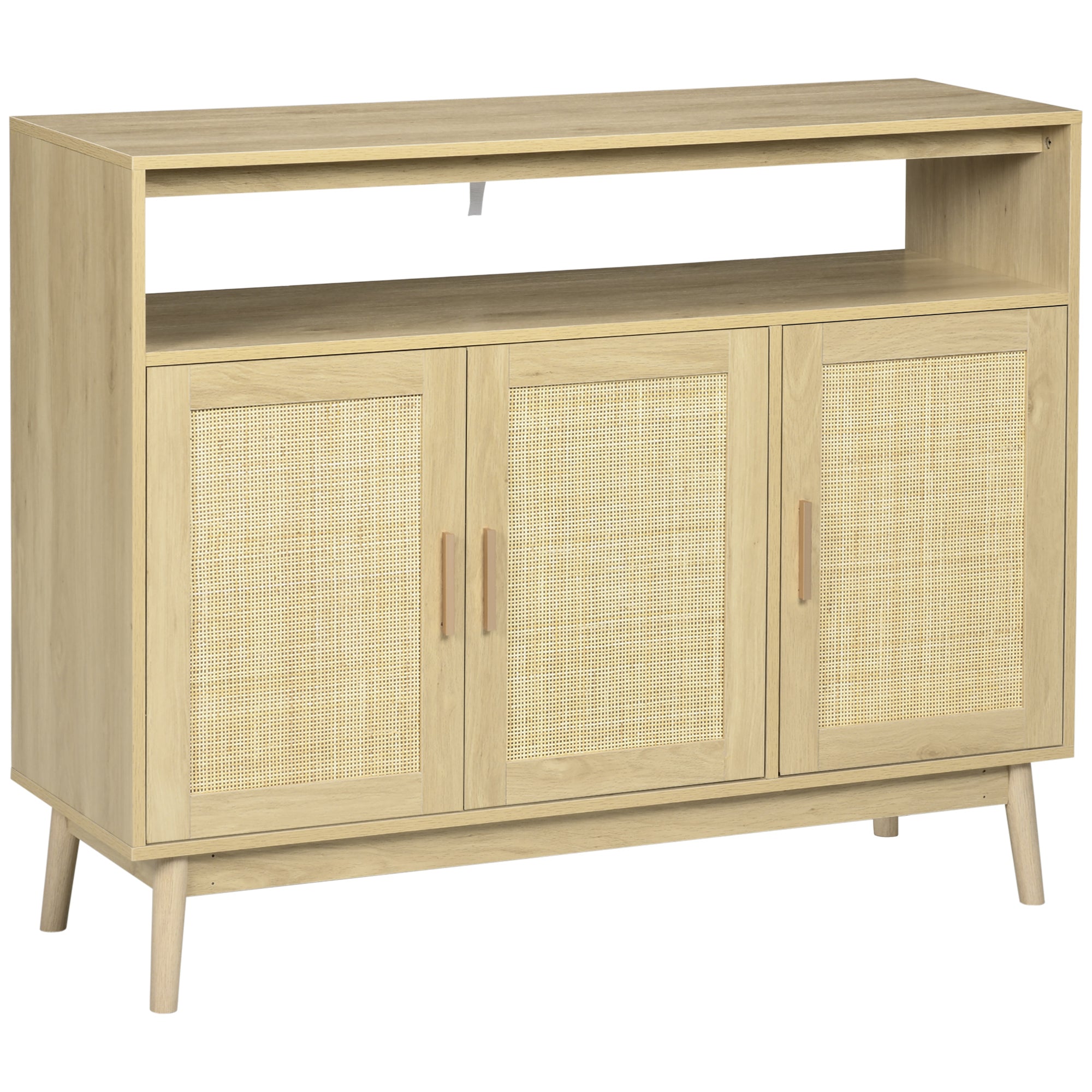 Boho Sideboard Buffet Cabinet with Rattan Doors Natural