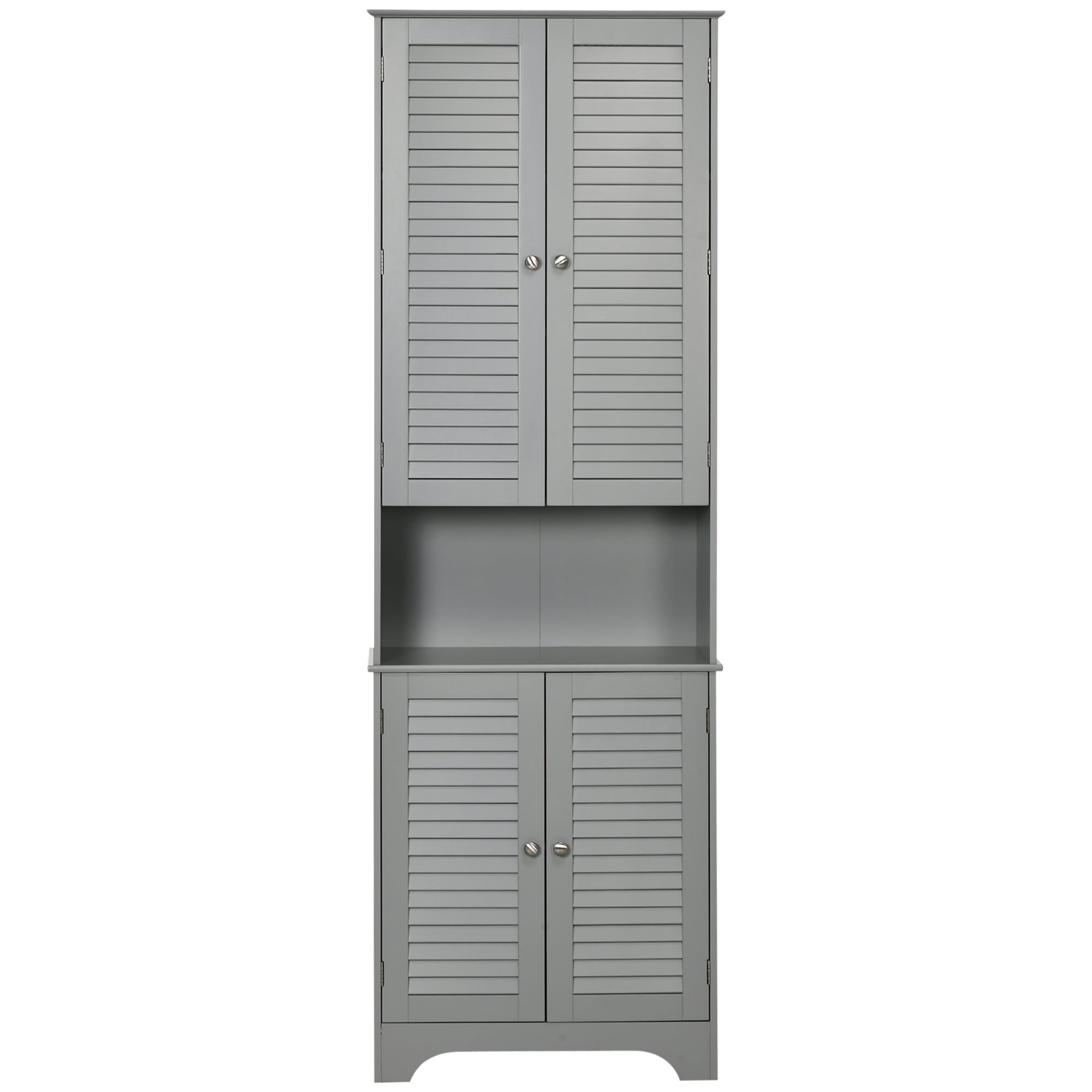 Tall Narrow Bathroom Storage Cabinet with Doors and Shelf Adjustability Gray