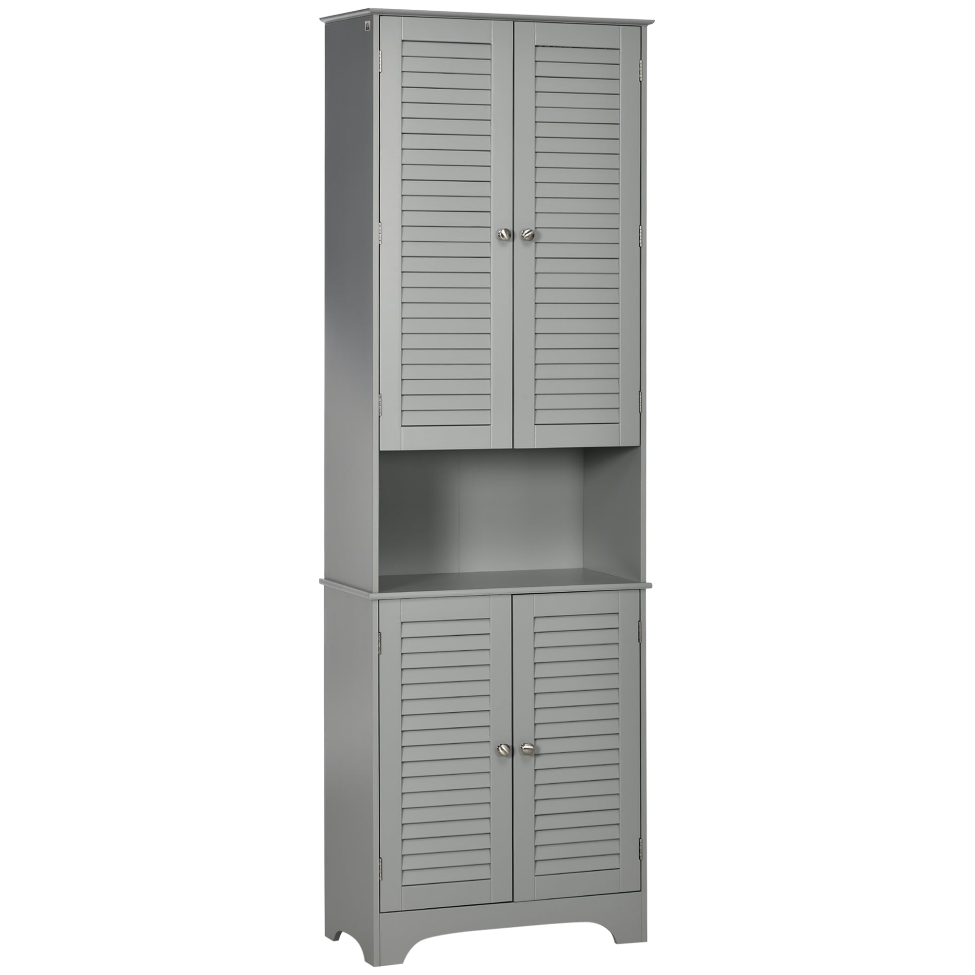 Tall Narrow Bathroom Storage Cabinet with Doors and Shelf Adjustability Gray