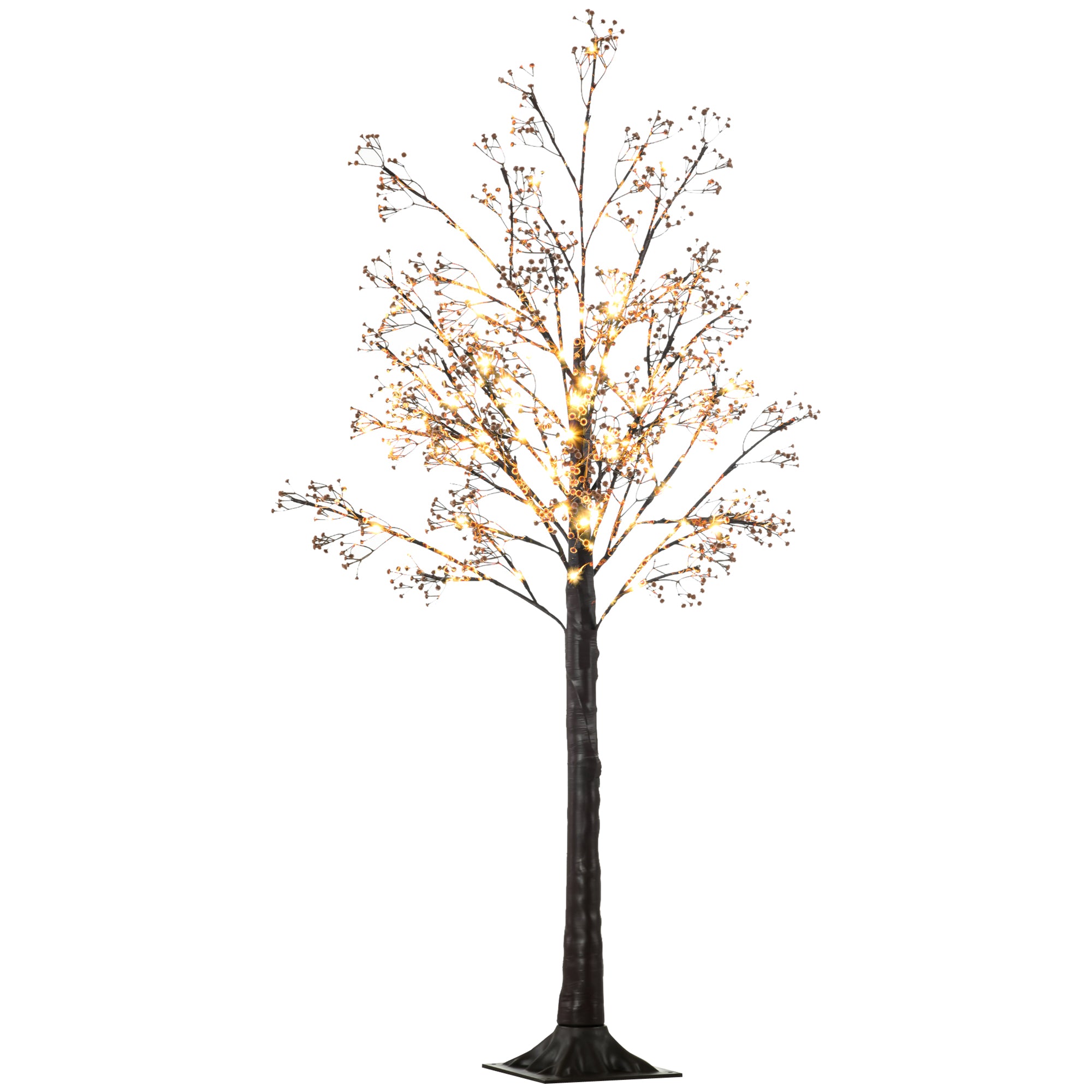 HOMCOM 5ft Artificial Gypsophila Blossom Tree Light with 96 Warm White LED Light, Baby Breath Flowers for Home Party Wedding, Indoor and Outdoor Use