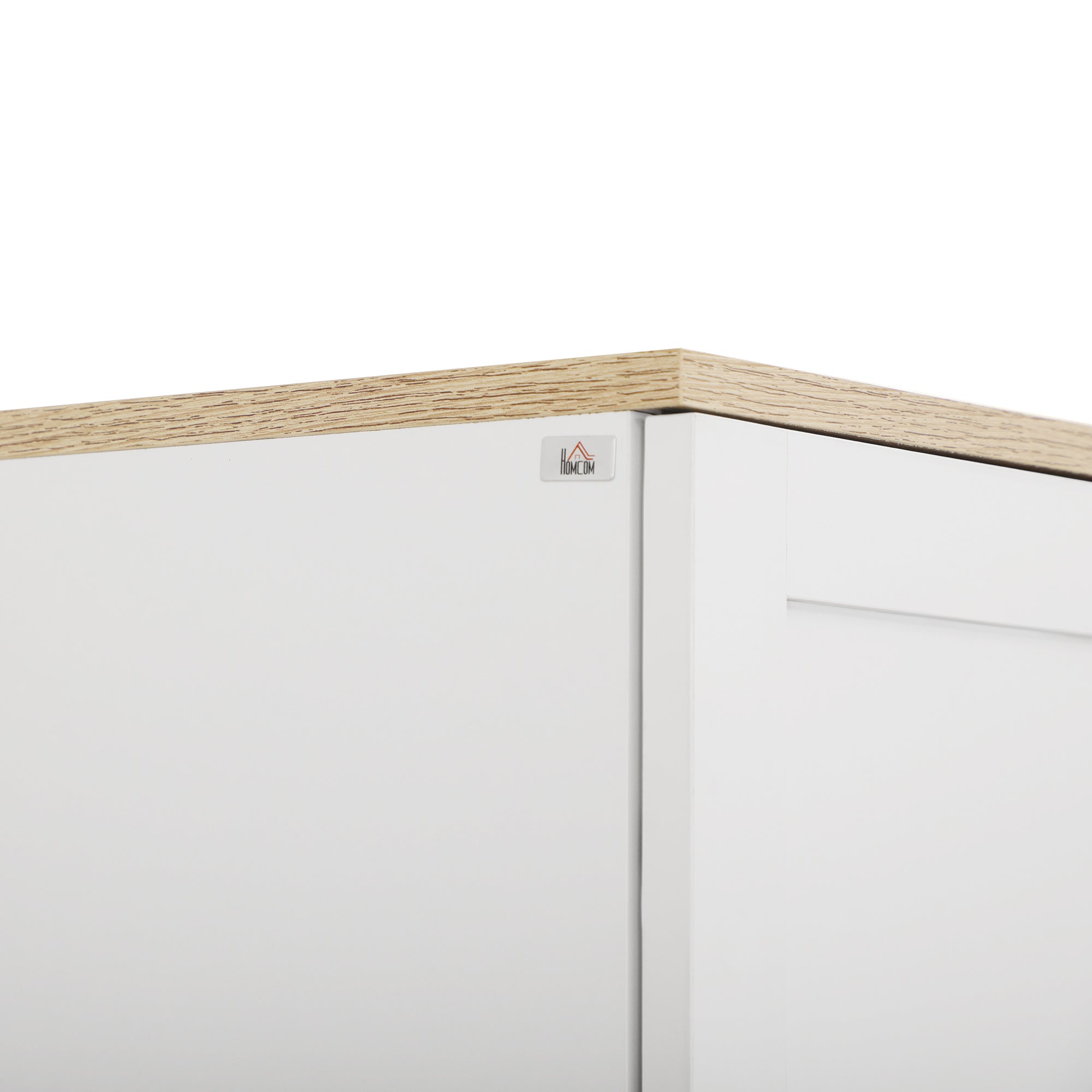 Freestanding Kitchen Cupboard, 4-Door Storage Cabinet with Adjustable Shelves, Modern Kitchen Pantry for Dining Room, 170cm, White Embossed Wood Grain