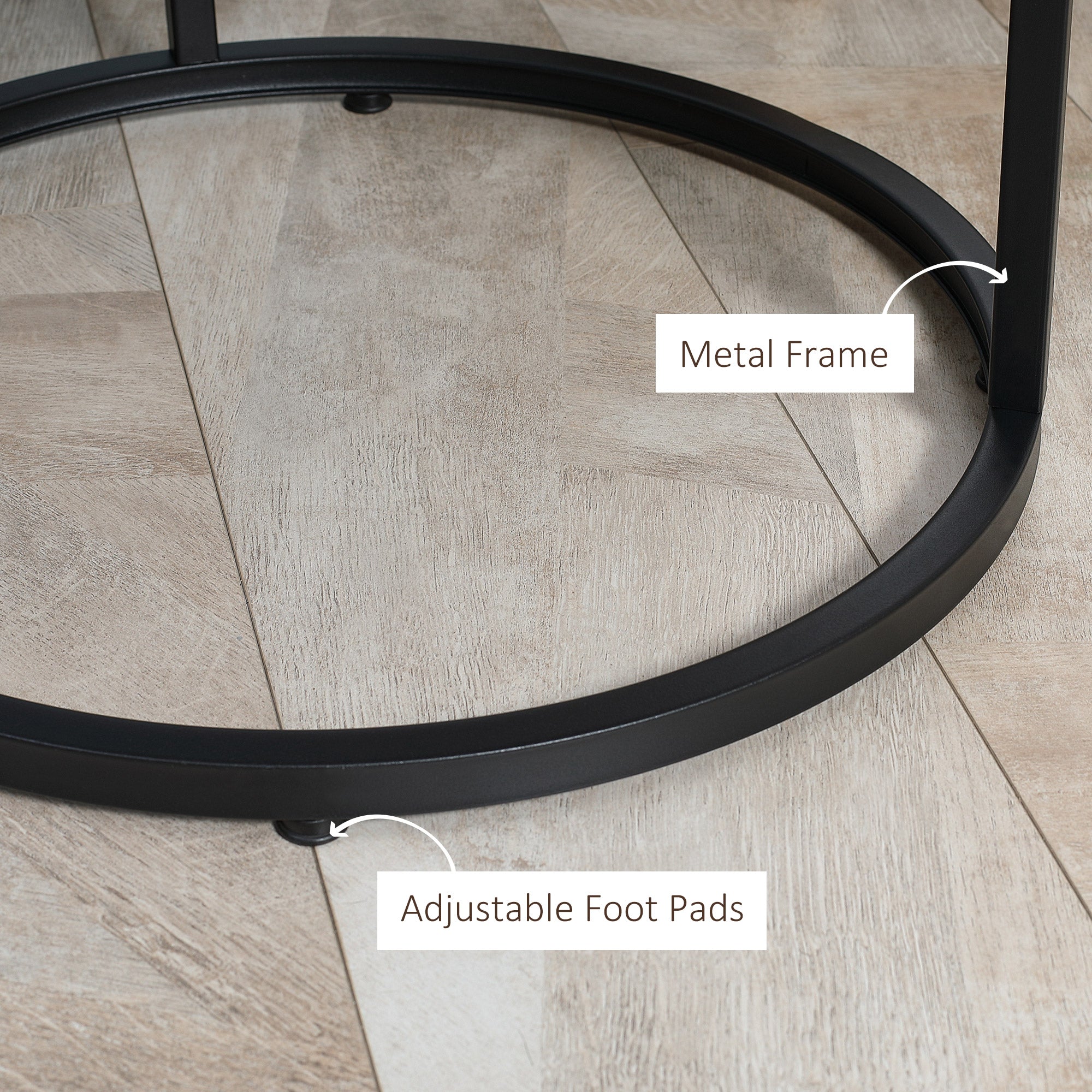 HOMCOM Nesting Tables, 29" Round Coffee Table Set of 2, Modern Side Tables for Living Room with Metal Base, Rustic Brown