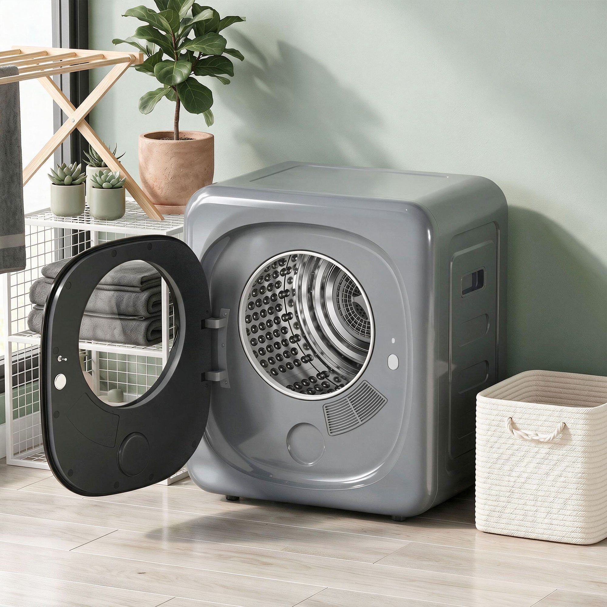 Vented Tumble Dryer, 4kg Wet Laundry/2.5kg Dry Capacity, 57cm Height 800W Compact Freestanding Clothes Drying Machine with 5 Drying Modes, Sensor Dry for Apartment, Dorm, RVs, Silver
