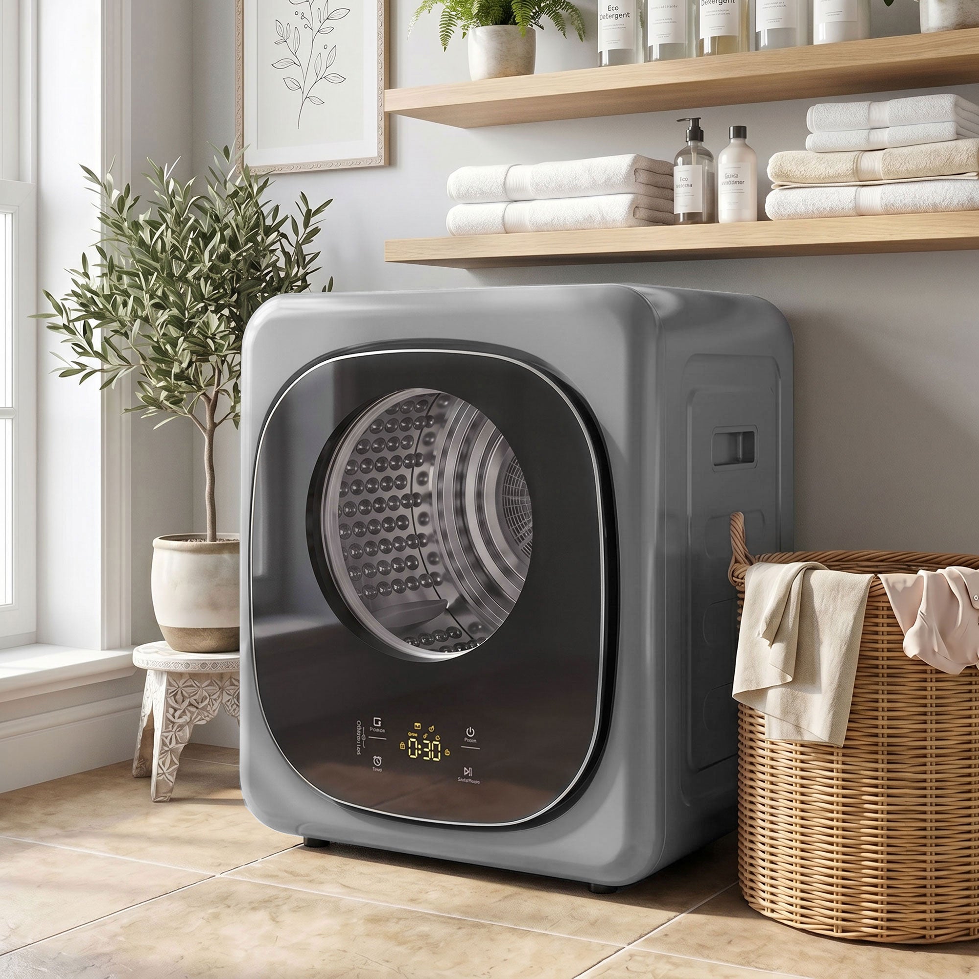 Vented Tumble Dryer, 4kg Wet Laundry/2.5kg Dry Capacity, 57cm Height 800W Compact Freestanding Clothes Drying Machine with 5 Drying Modes, Sensor Dry for Apartment, Dorm, RVs, Silver