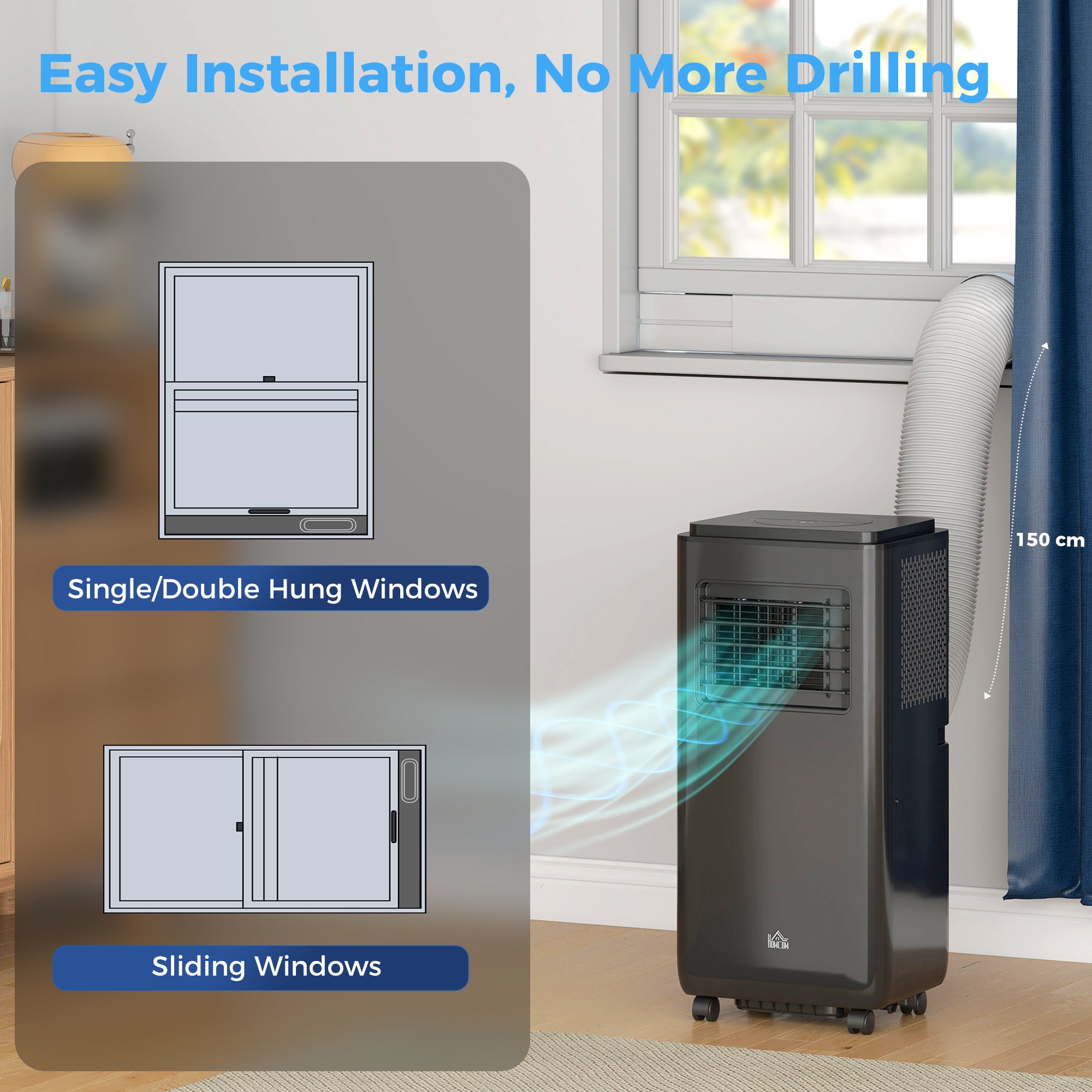 10000BTU Portable Air Conditioner for Rooms Up to 345 Sq.Ft., 3-in-1 AC Unit with Cooling Fan, Dehumidifier, Auto, Sleep & Remote, 24H Timer, Window Installation Kit, Black