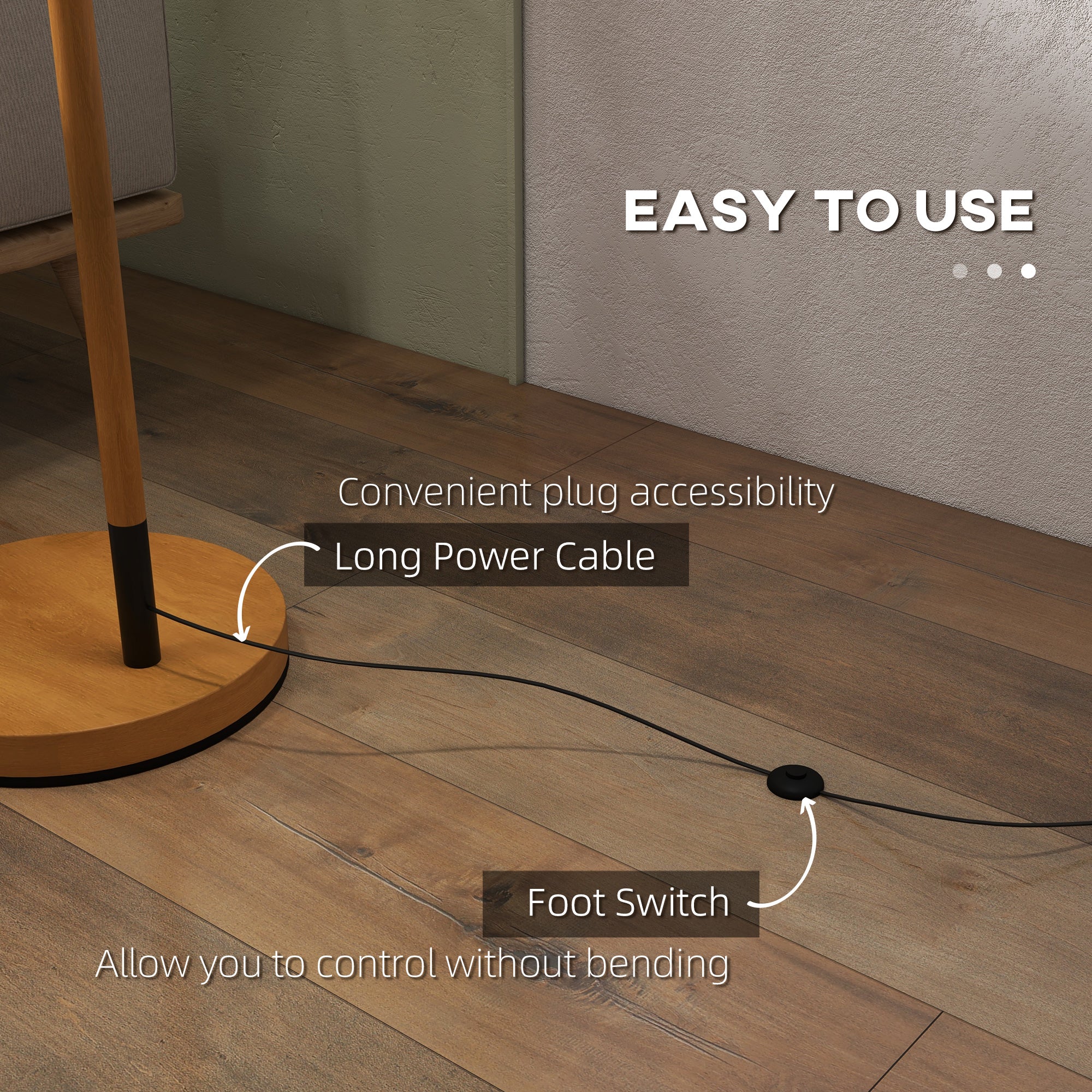 HOMCOM Modern Floor Lamps for Living Room with Rotating Lampshade, Standing Lamp for Bedroom, LED Bulb Included, Brown