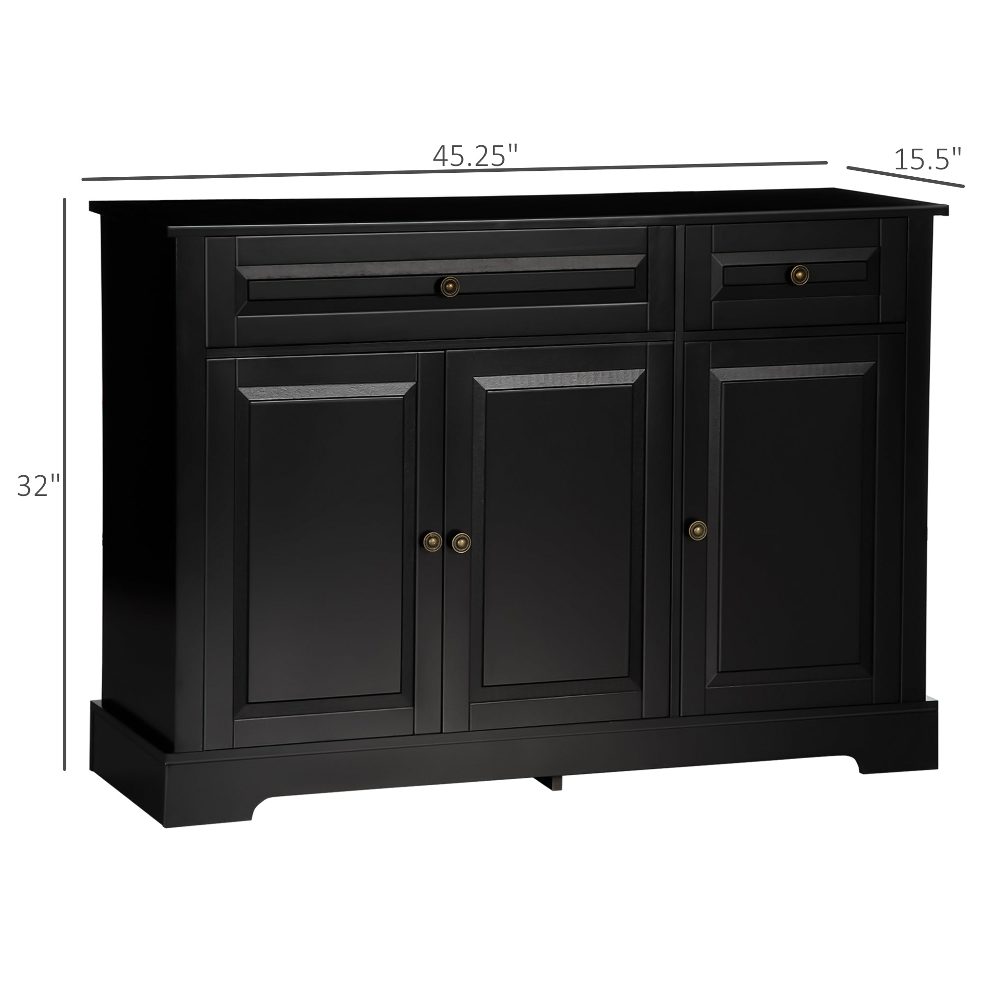 Sideboard Buffet Cabinet, Modern Kitchen Cabinet with 2 Drawers and Adjustable Shelves, Coffee Bar Cabinet, Black