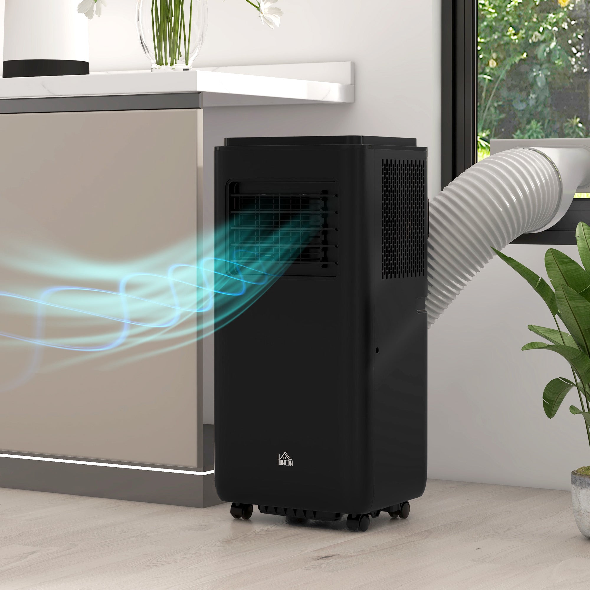 10000BTU Portable Air Conditioner for Rooms Up to 345 Sq.Ft., 3-in-1 AC Unit with Cooling Fan, Dehumidifier, Auto, Sleep & Remote, 24H Timer, Window Installation Kit, Black