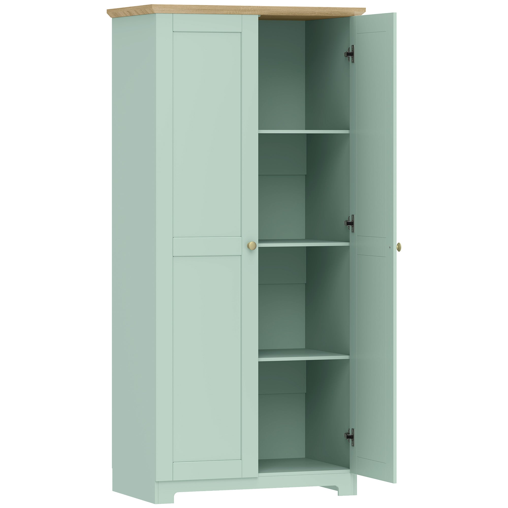 172cm Kitchen Cupboard, Freestanding Storage Cabinet with Doors and Shelves, Modern 2-Door Kitchen Pantry Cupboard for Dining Room, Light Green