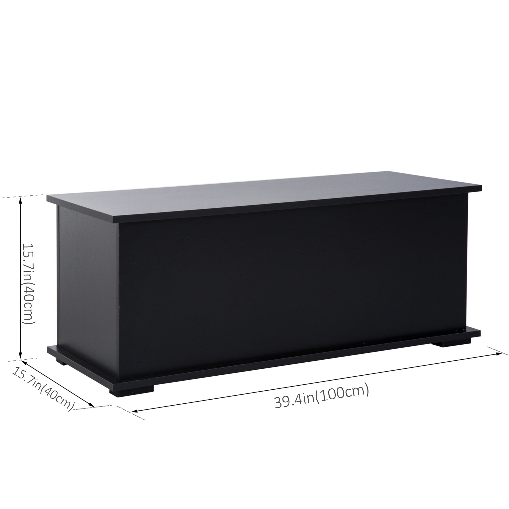 HOMCOM 39.5" Lift Top Storage Chest with 2 Safety Hinges, Storage Box Organizer with Flip-Top Lid, Entryway Storage Bench, Black