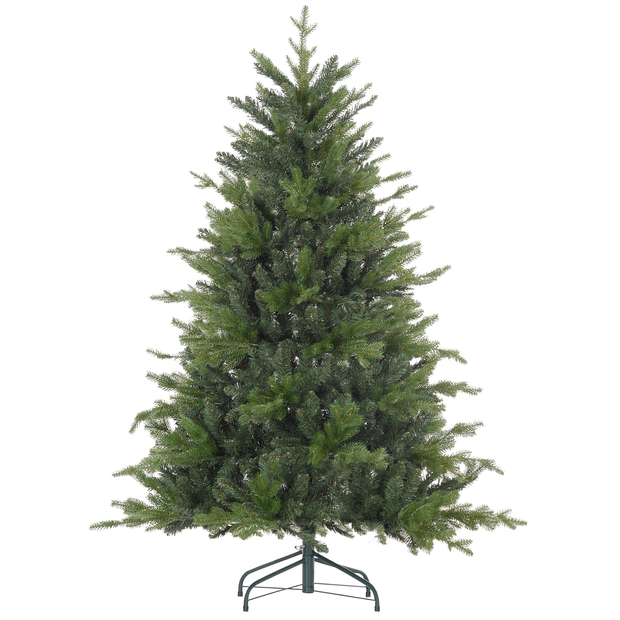 HOMCOM 5ft Artificial Christmas Tree with 1309 Tips, Metal Base, Realistic Hinged Xmas Tree for Home Office, Green
