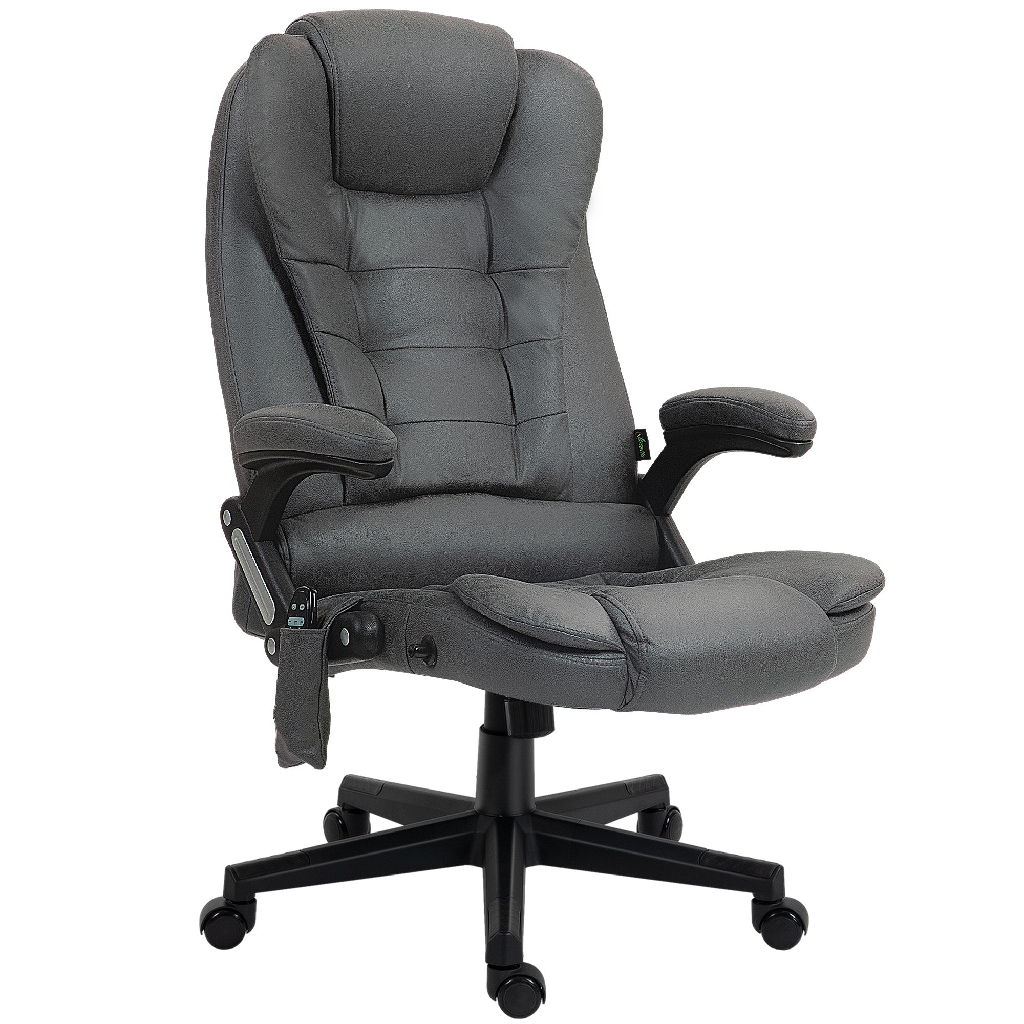 6 Point Vibrating Massage Office Chair with Heat, Microfiber Massage Desk Chair with Reclining Backrest, Dark Gray