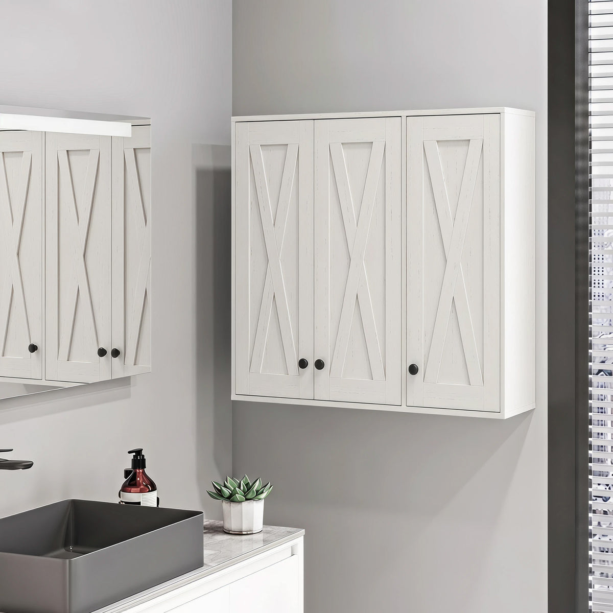 Bathroom Wall Cabinet, Modern Medicine Cabinet Wall Mounted, Over The Toilet Space Saver with 3 Doors Storage and Adjustable Shelves for Toilet Bathroom Restroom, White