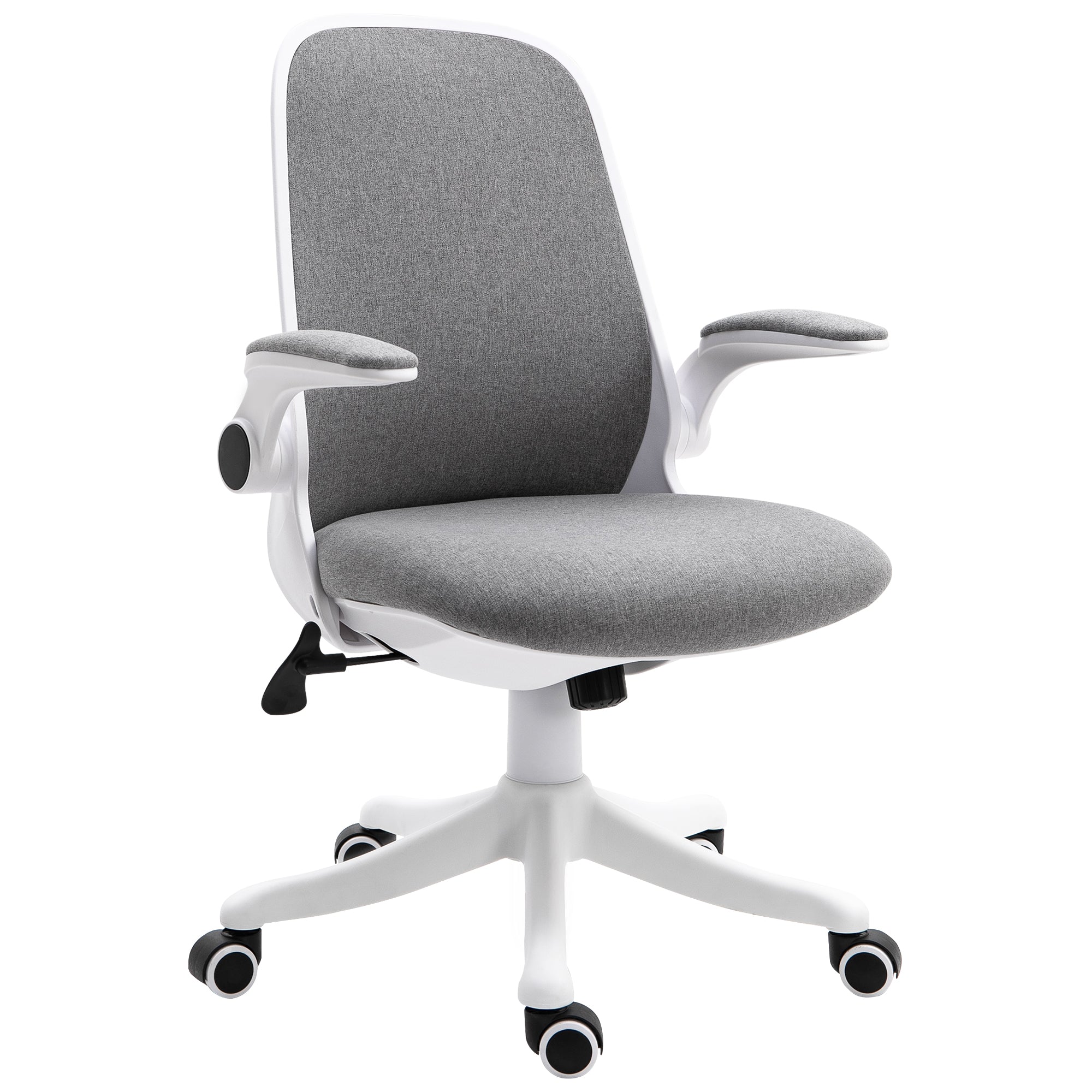 Vinsetto Office Chair 360° Swivel Task Desk Breathable Fabric Computer Chair with Flip-up Arms and Adjustable Height, Grey