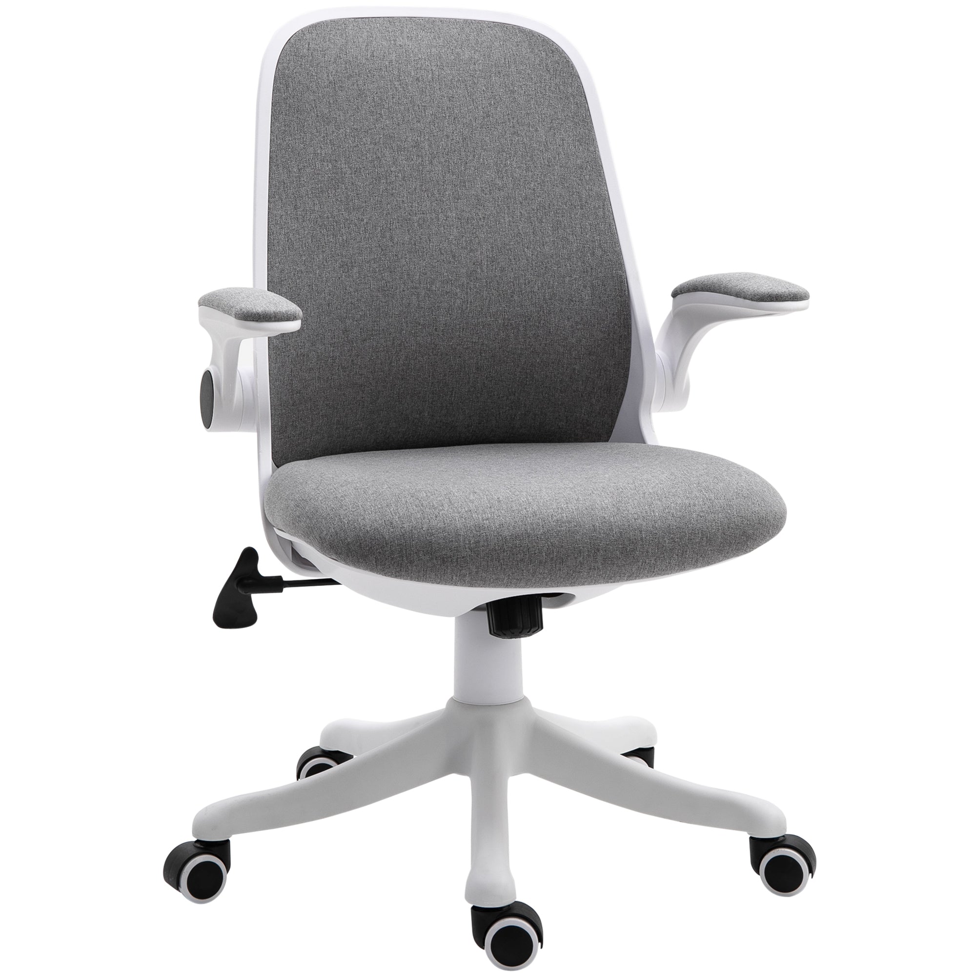 Vinsetto Office Chair 360° Swivel Task Desk Breathable Fabric Computer Chair with Flip-up Arms and Adjustable Height, Grey