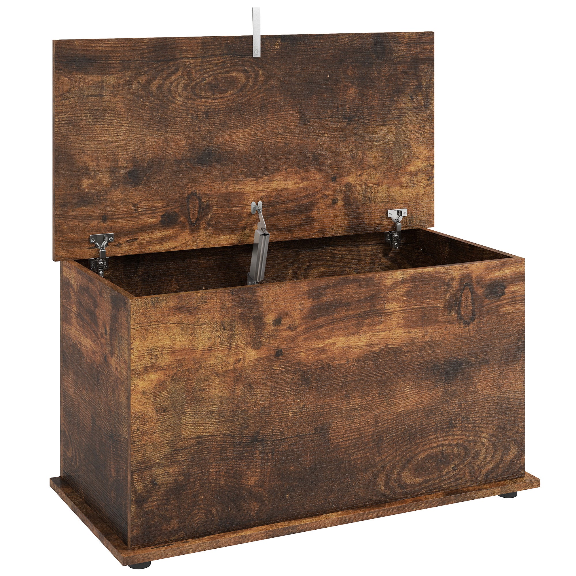 Storage Chest, Large 102L Blanket Box, Shoe Bench with Safety Hinged Lid, Storage Trunk, Bed End Bench for Bedroom, Hallway, Living room, Playroom, 80 x 40 x 45cm, Rustic Brown