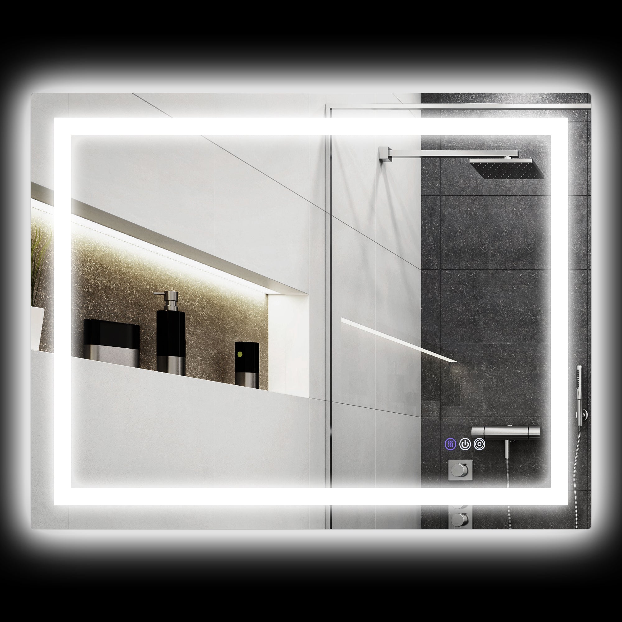 Dimmable Bathroom Mirror with Lights, 39" x 32" Backlit/Front Lit LED Mirror, Anti-Fog, Memory, Infinite Color Temp