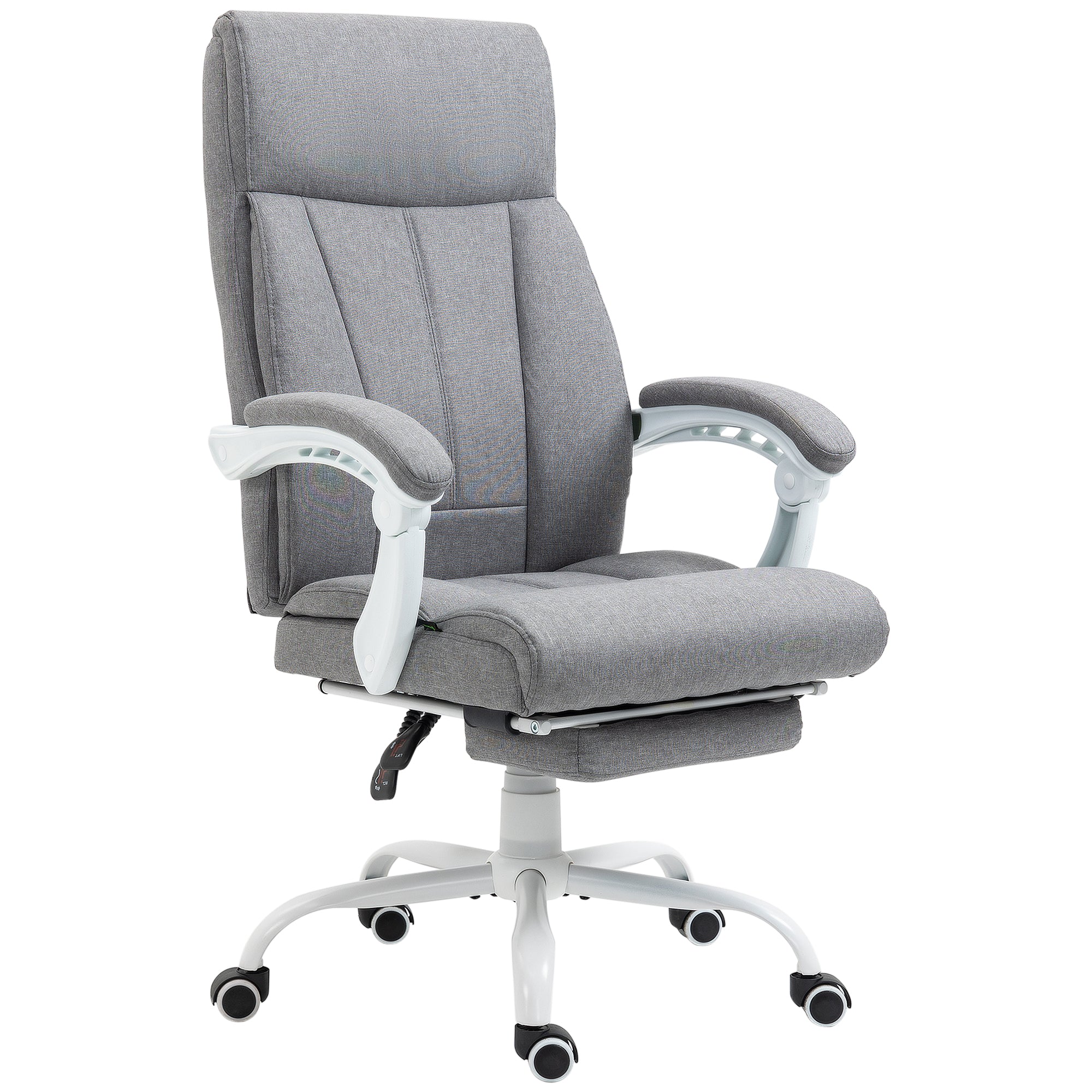 Vinsetto Office Chair, Ergonomic Desk Chair, Fabric Work Study Chair with 155° Reclining Back and Footrest, Adjustable Height and Swivel Wheels, Grey