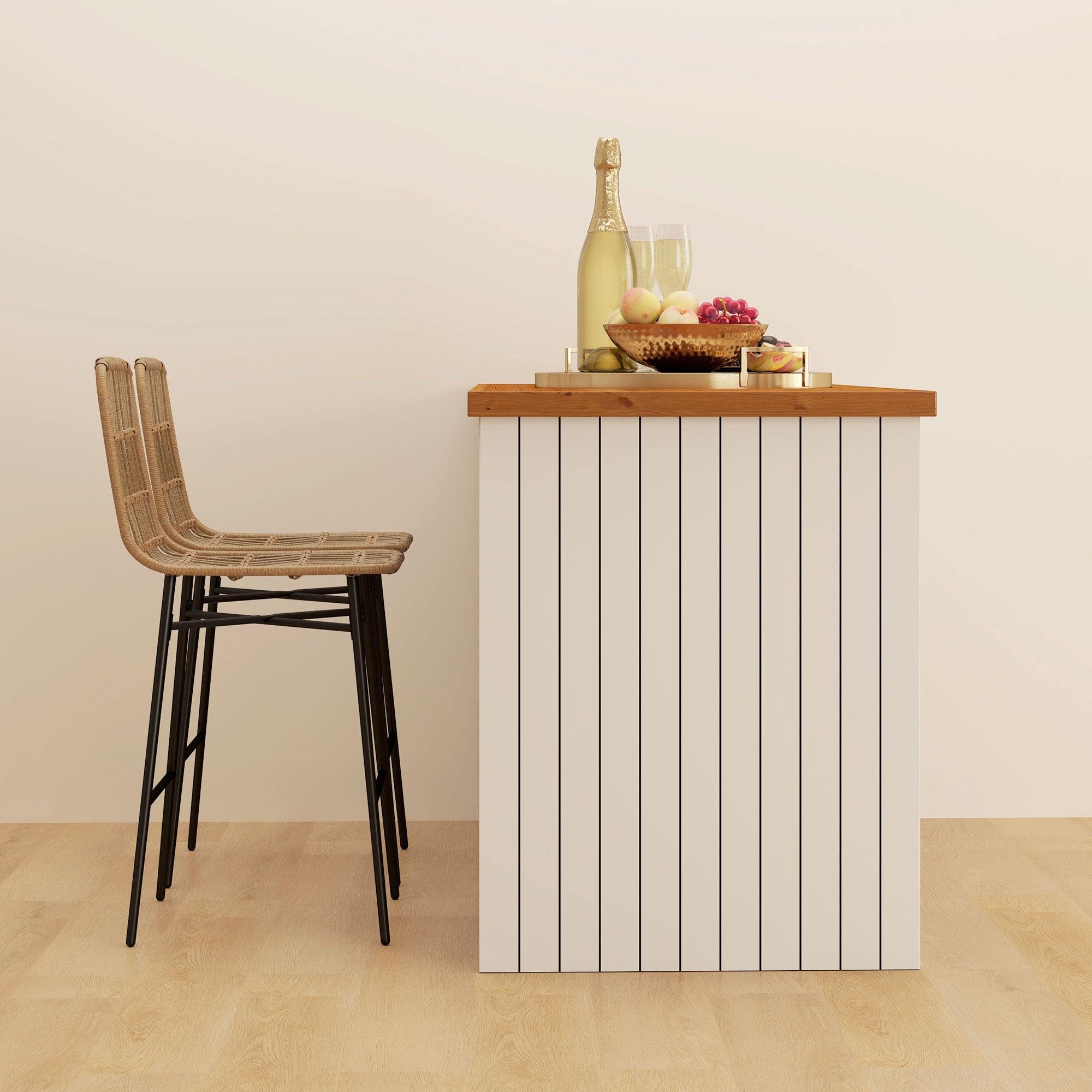 HOMCOM Rattan Counter Height Bar Stools Set of 2, 26" Wicker Barstools with Back, Modern Bar Chairs for Kitchen Island, Kitchen Counter and Dining Room, Brown