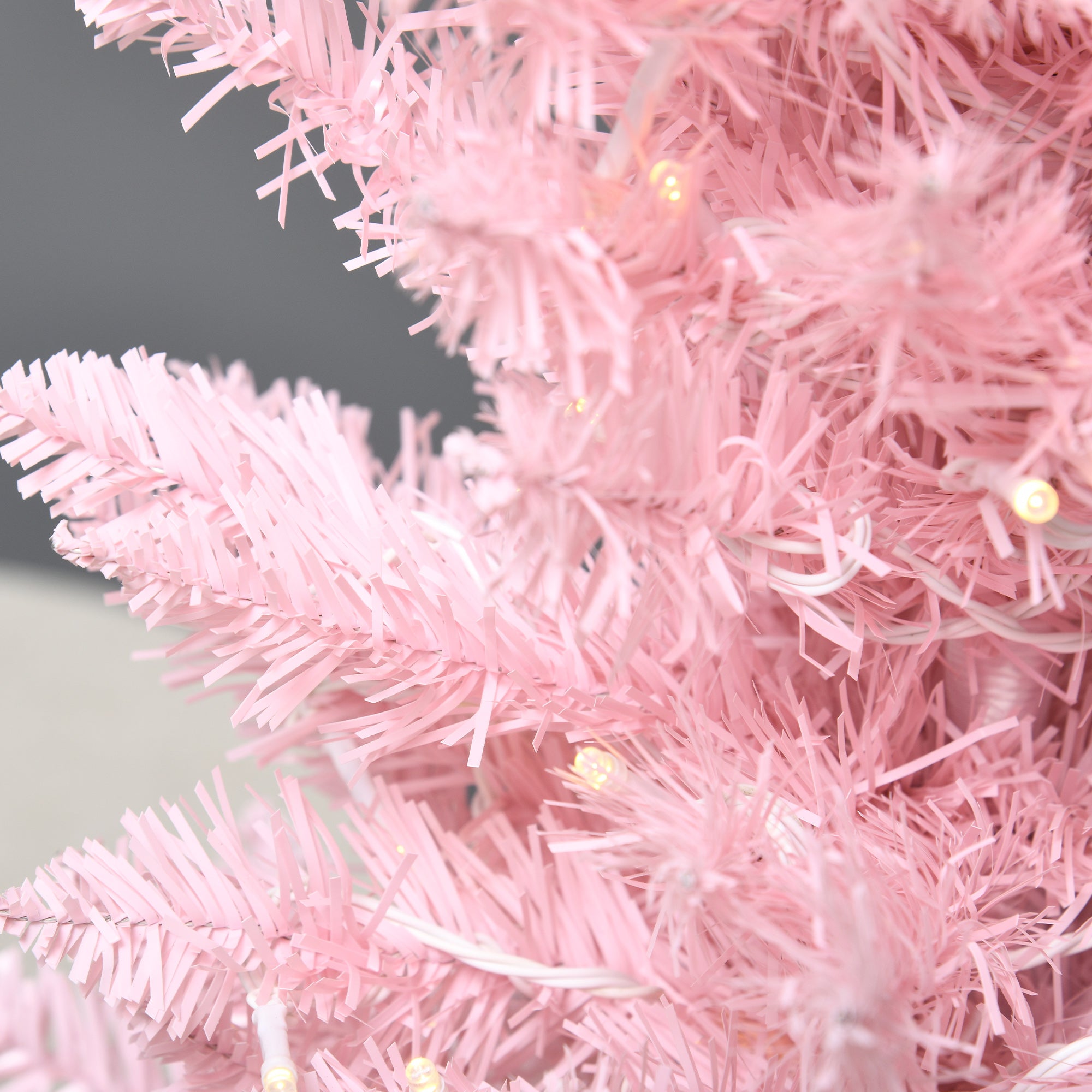 6ft Pencil Christmas Tree Slim Artificial Tree with Realistic Branches and Warm White LED Lights Pink