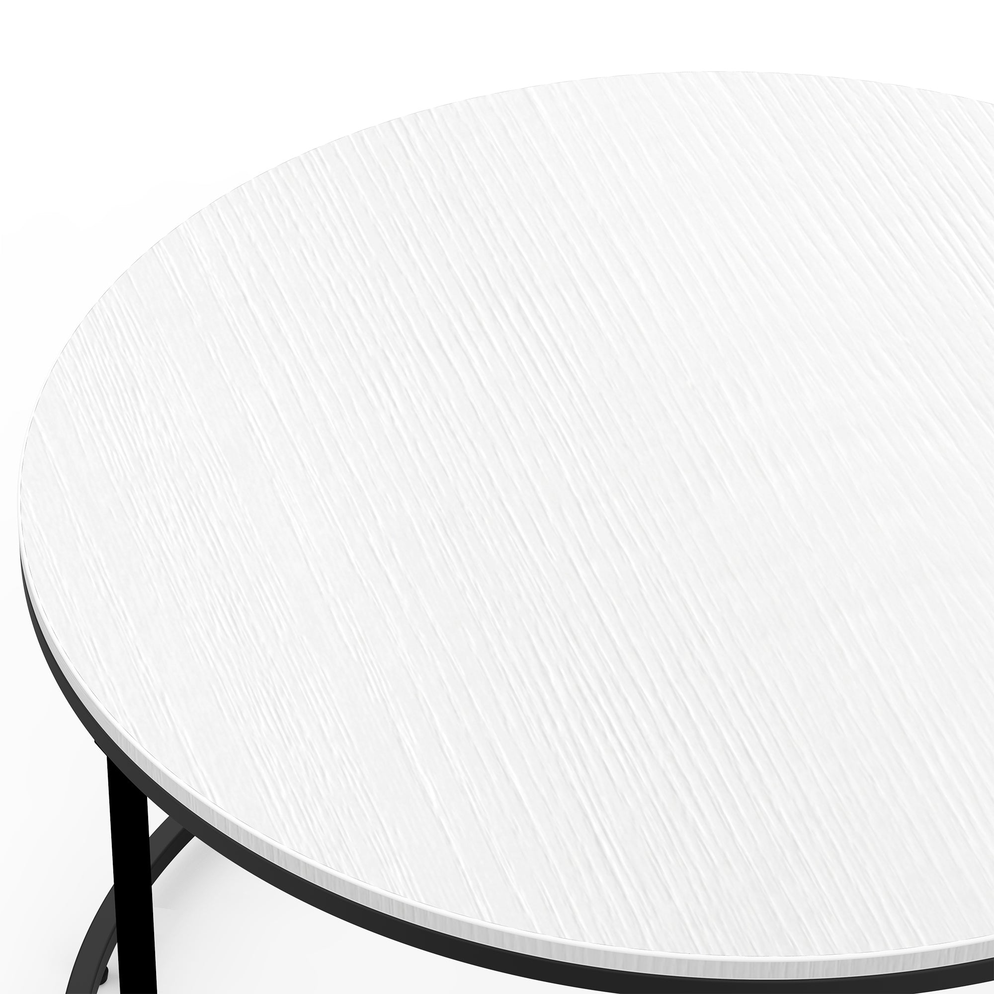 HOMCOM Modern Coffee Table, Round Accent Center Table with Metal Frame, Adjustable Feet, White