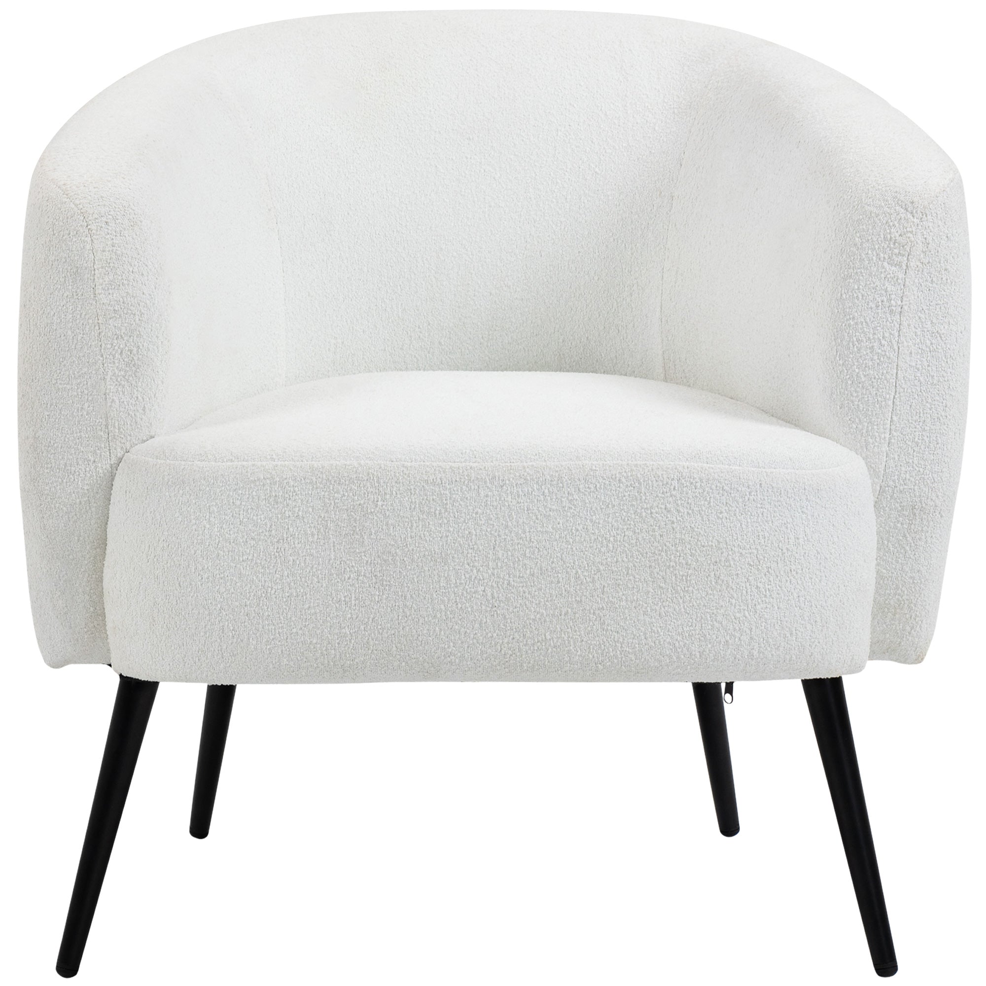 Accent Chair Modern Barrel Armchair with Metal Legs Cream