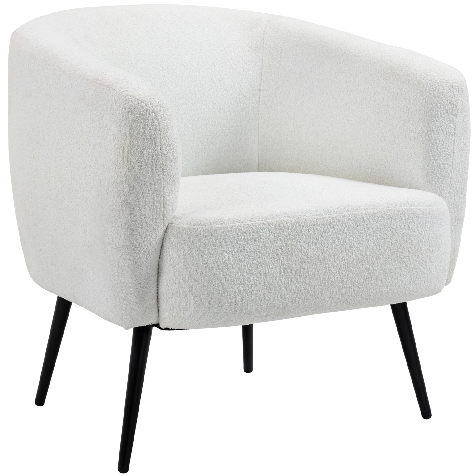 Accent Chair Modern Barrel Armchair with Metal Legs Cream