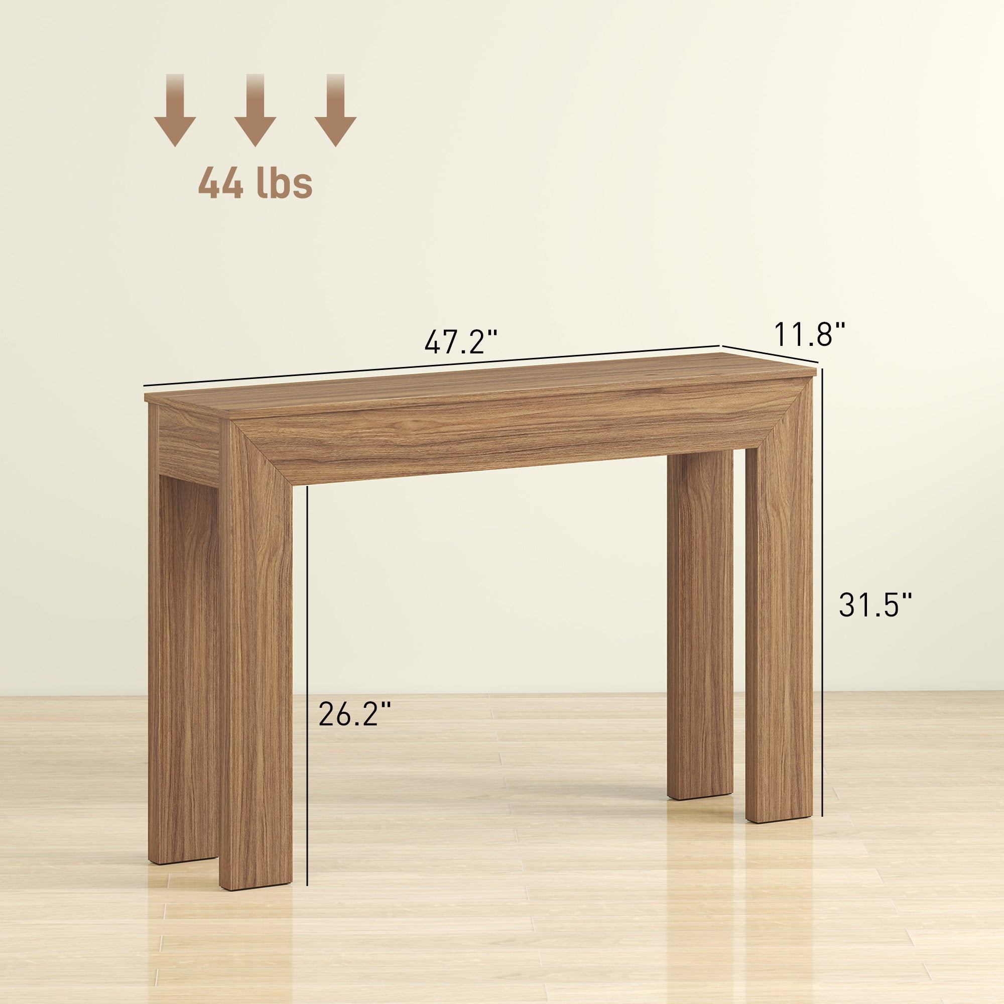 Modern Console Table, 47" Narrow Entryway Table for Living Room, Hallway, Walnut