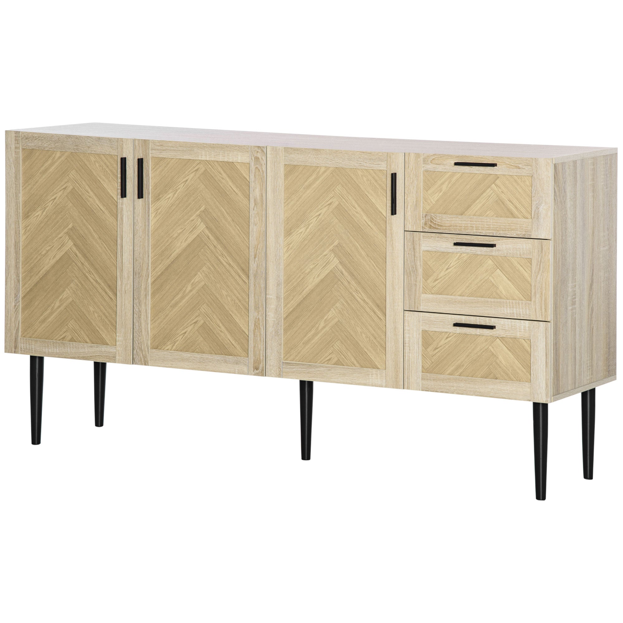 61.5"L Sideboard Buffet Cabinet Coffee Bar Kitchen Cabinet with Drawers and Adjustable Shelves Oak