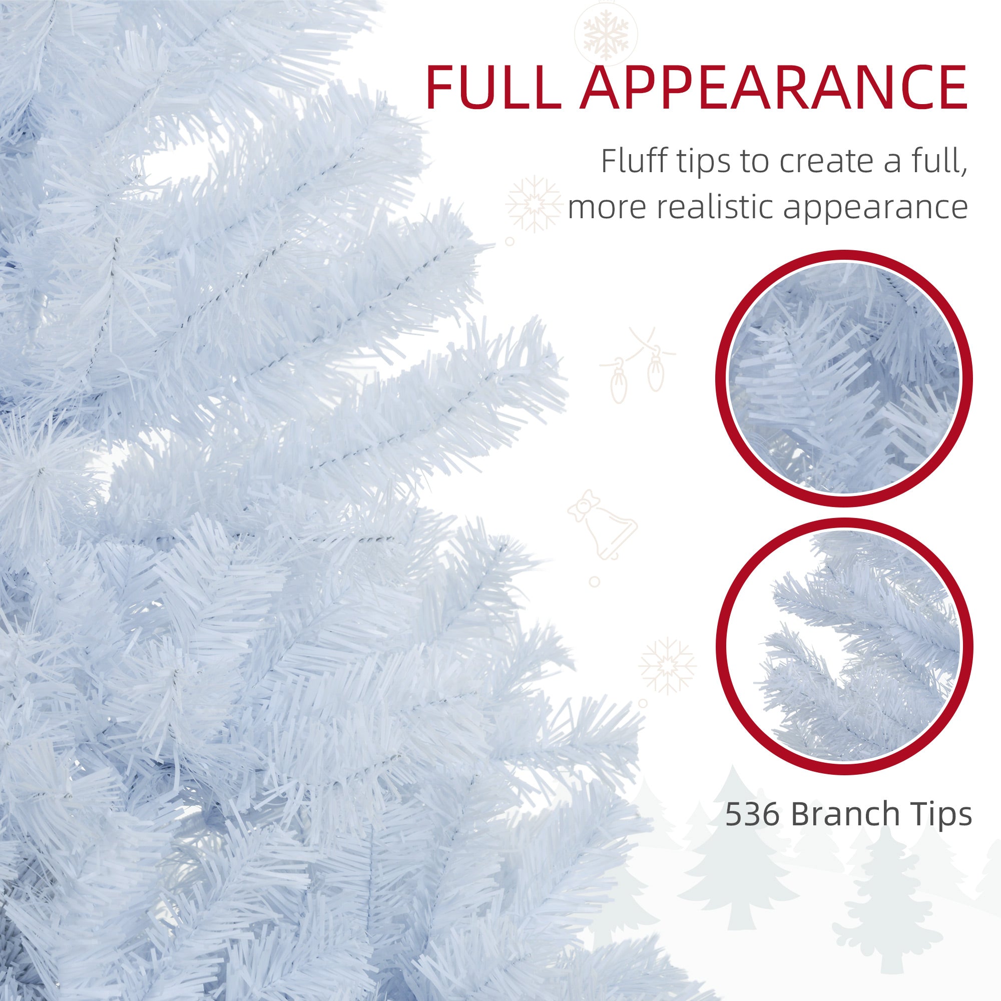 HOMCOM 5ft Artificial Christmas Tree with 536 Branch Tips and Metal Stand, Xmas Tree for Home Indoor Holiday, White