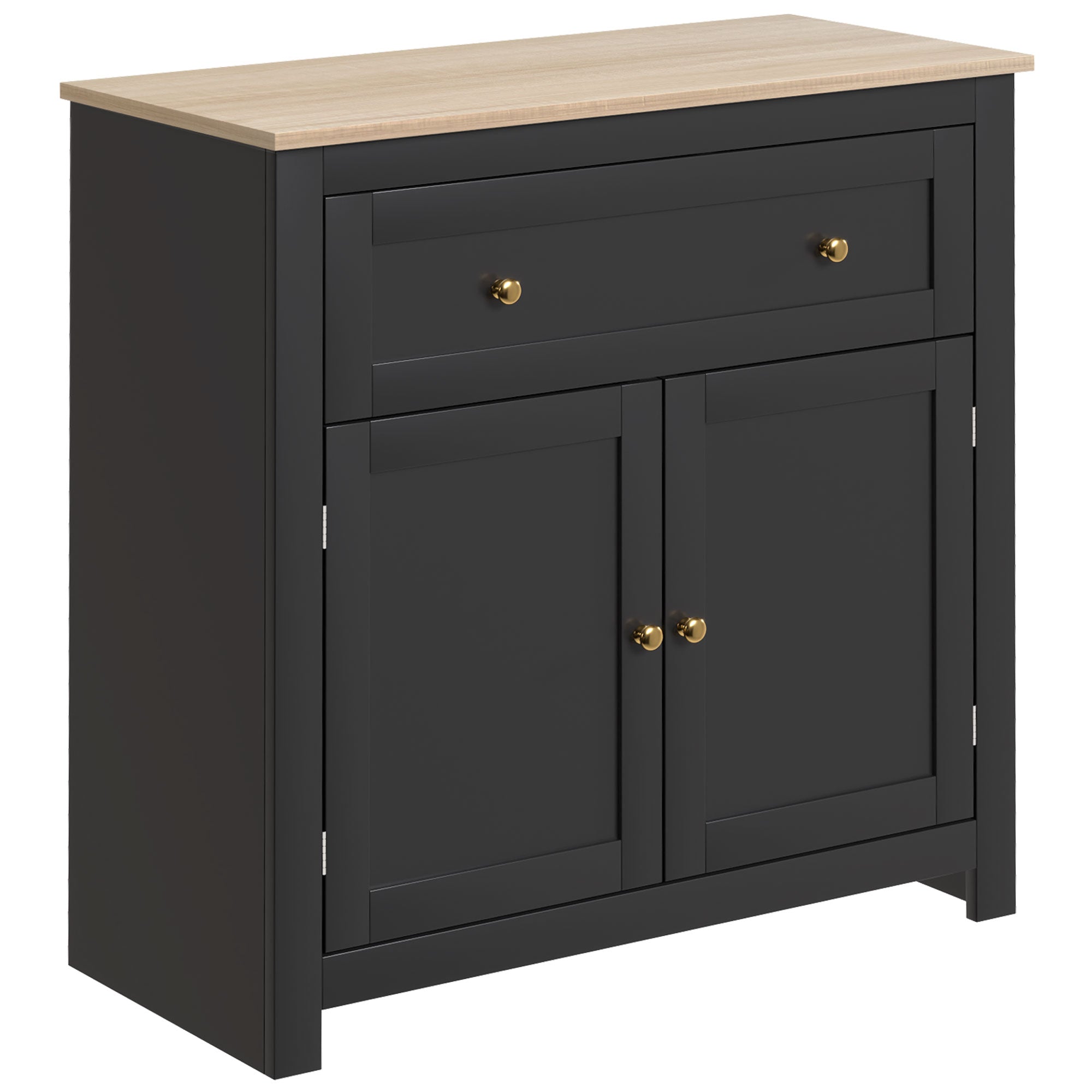 Sideboard Storage Cabinet, Modern Kitchen Cupboard with Adjustable Shelf, Drawer and Double Doors, Sideboard for Living Room, Dining Room, Hallway, Black