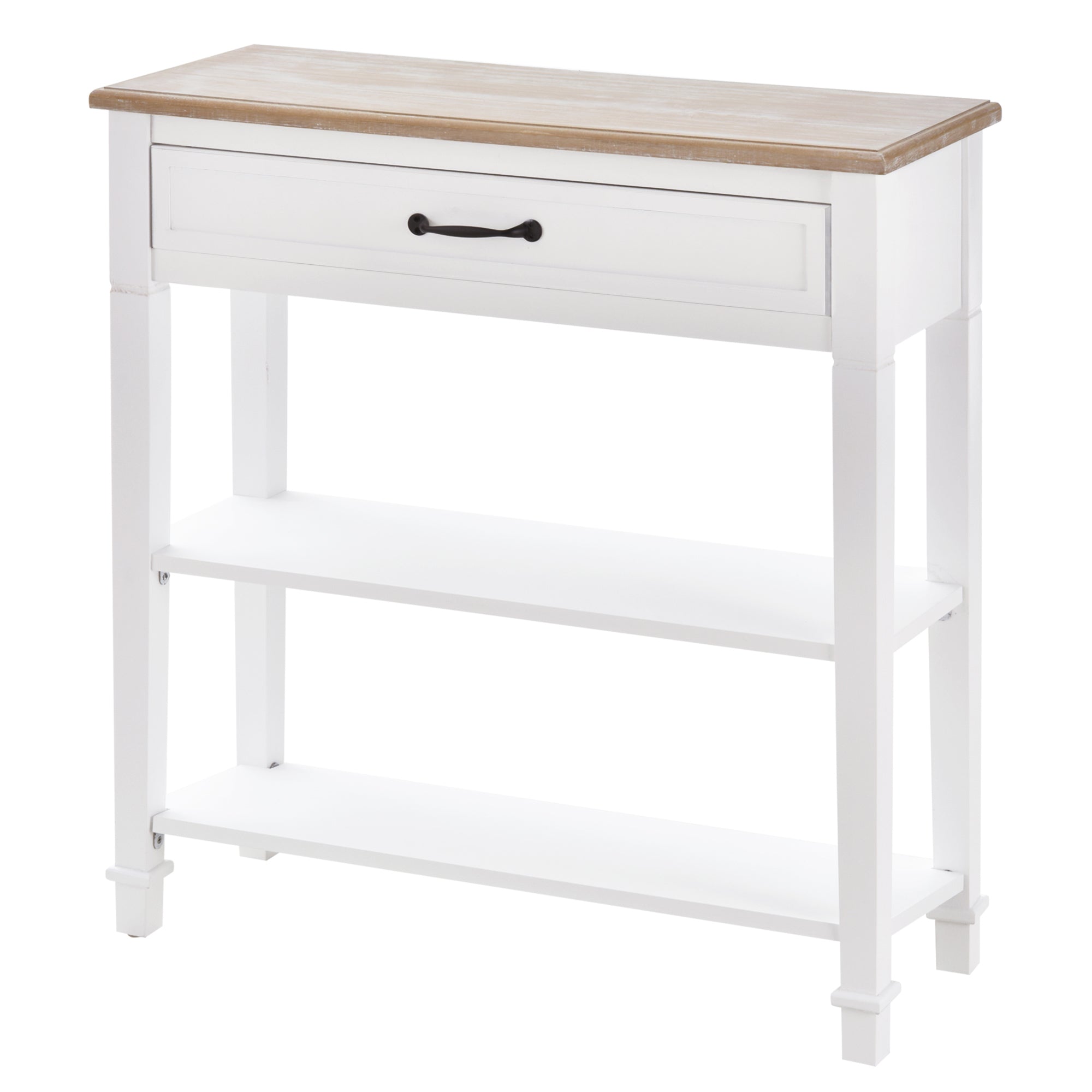 HOMCOM Console Table, Modern Entryway Table with Drawer and 2 Shelves, Sofa Table for Living Room, Hallway, White