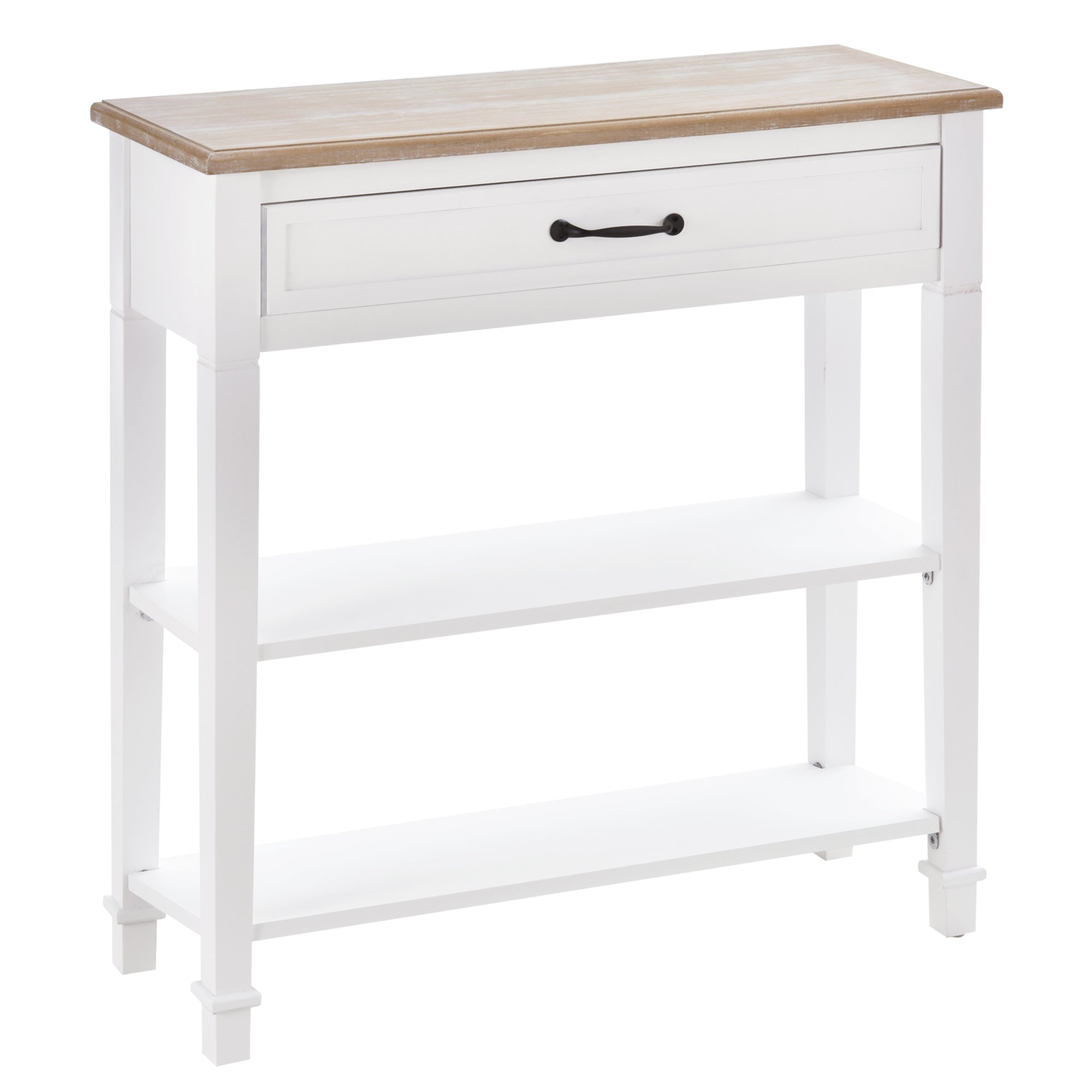 HOMCOM Console Table, Modern Entryway Table with Drawer and 2 Shelves, Sofa Table for Living Room, Hallway, White