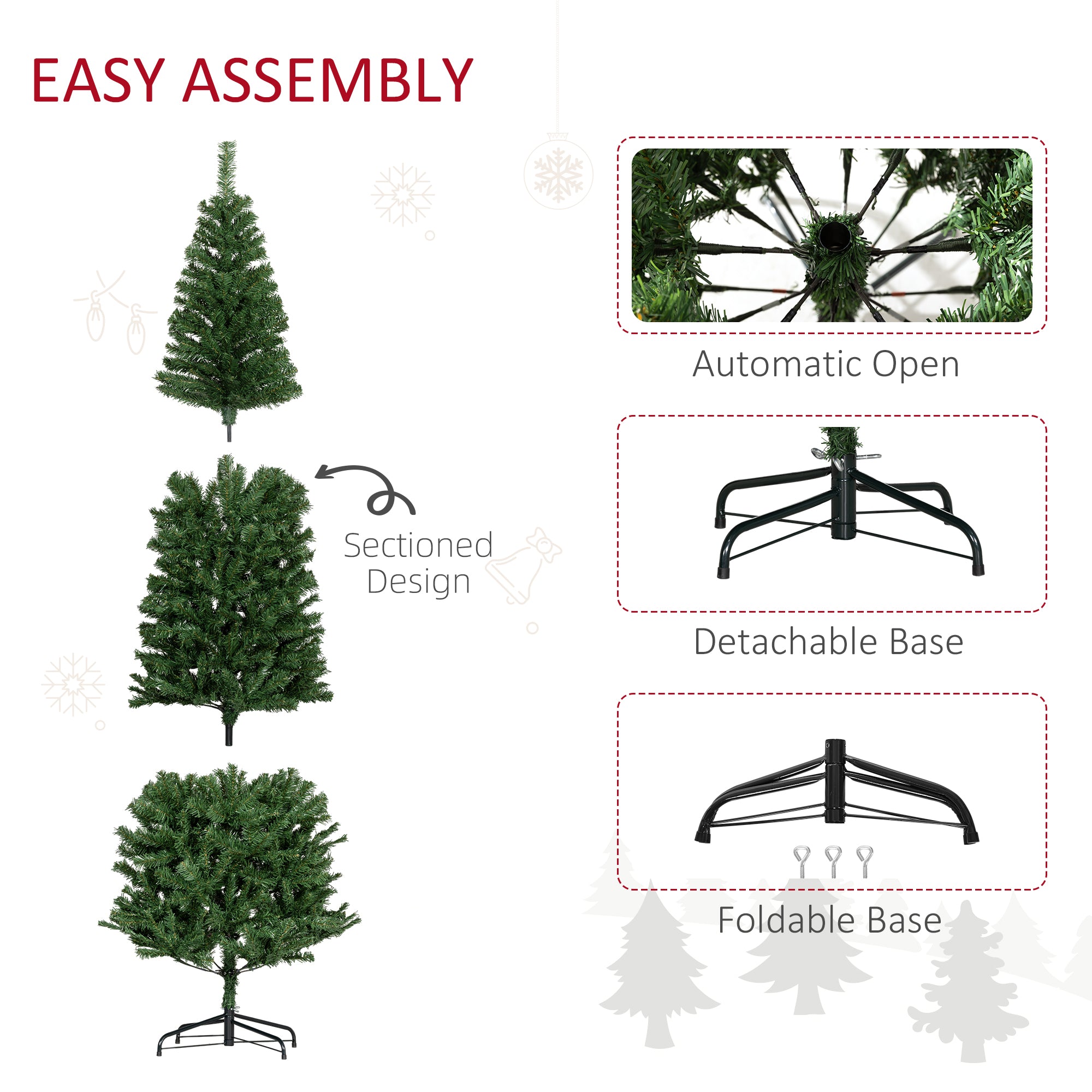 8 FT Slim Christmas Tree with Lights Pencil Xmas Tree w/ Stable Stand & 818 Tips Green