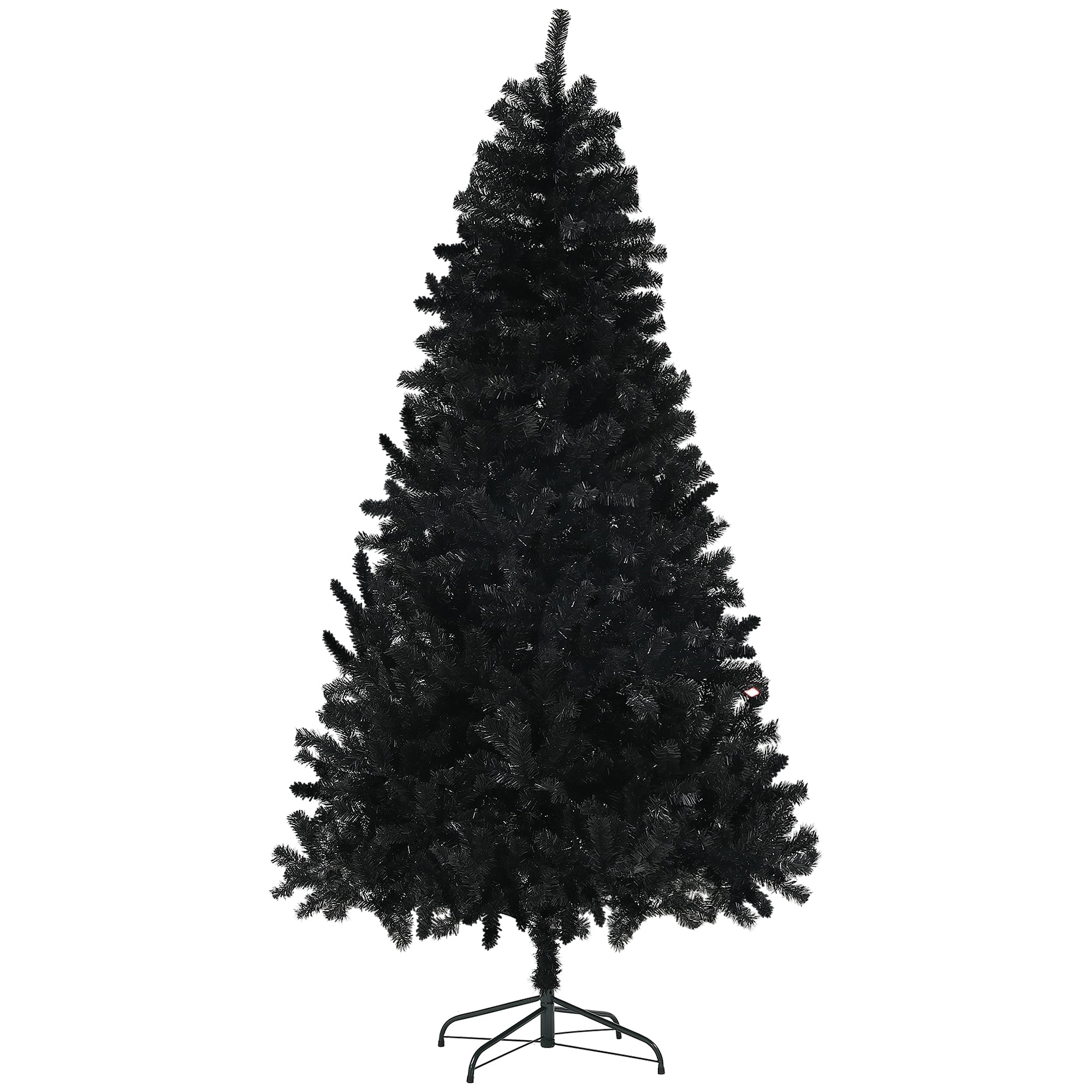 7.5ft Unlit Artificial Christmas Tree, Xmas Tree with 1346 Branch Tips, Auto Open and Steel Base, Holiday Decoration for Home Office, Black