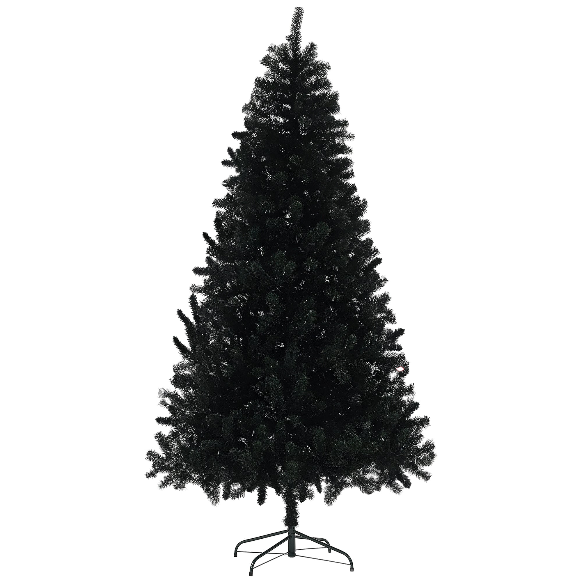7.5ft Unlit Artificial Christmas Tree, Xmas Tree with 1346 Branch Tips, Auto Open and Steel Base, Holiday Decoration for Home Office, Black