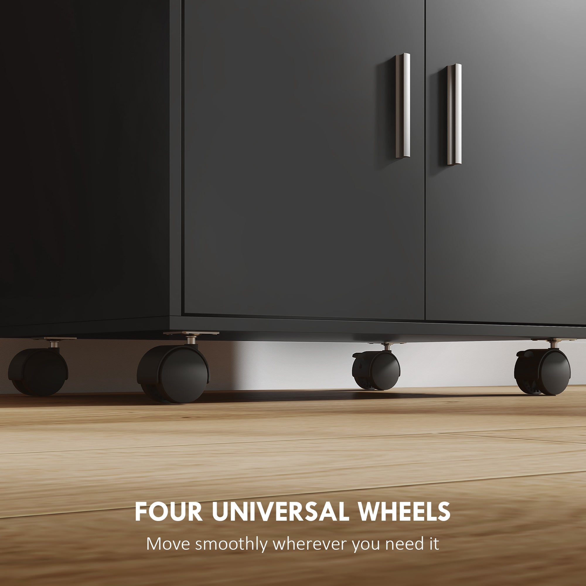 Microwave Cart with Wheels, Microwave Stand with Worktop, Open Shelves and Drawer, Storage Cabinet, Black