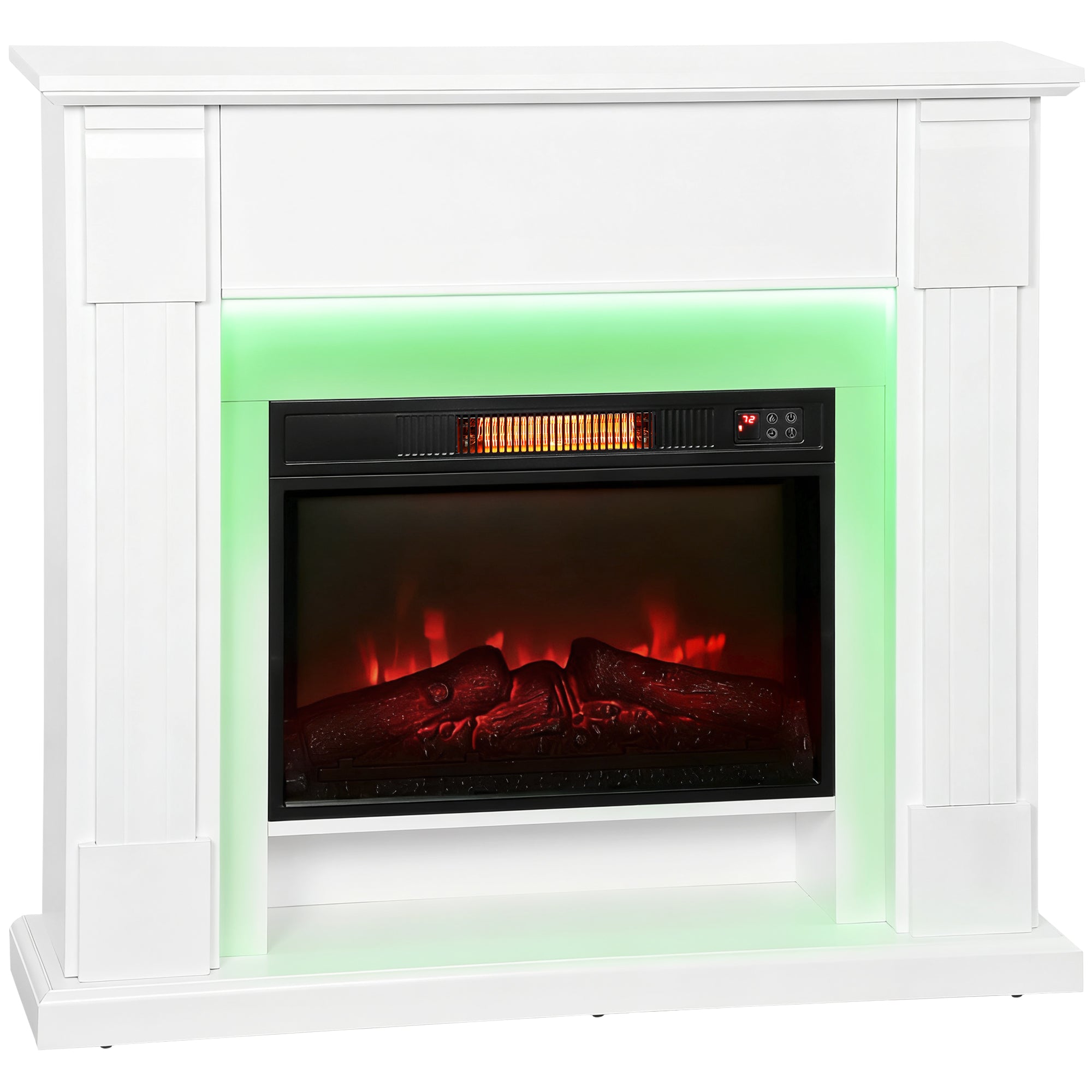 41 Inch Electric Fireplace with Mantel, 1400W Inset Fireplace Heater w/ Remote Control & Adjustable 3D Flame Effect, Indoor Fireplace Mantel for Living Room, Bedroom, White