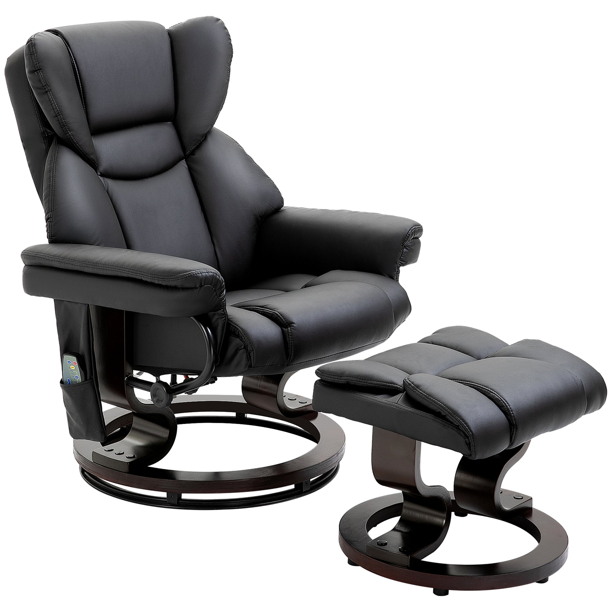 Massage Recliner Chair with Ottoman Footrest 10 Vibration Points 360?? Swivel Black