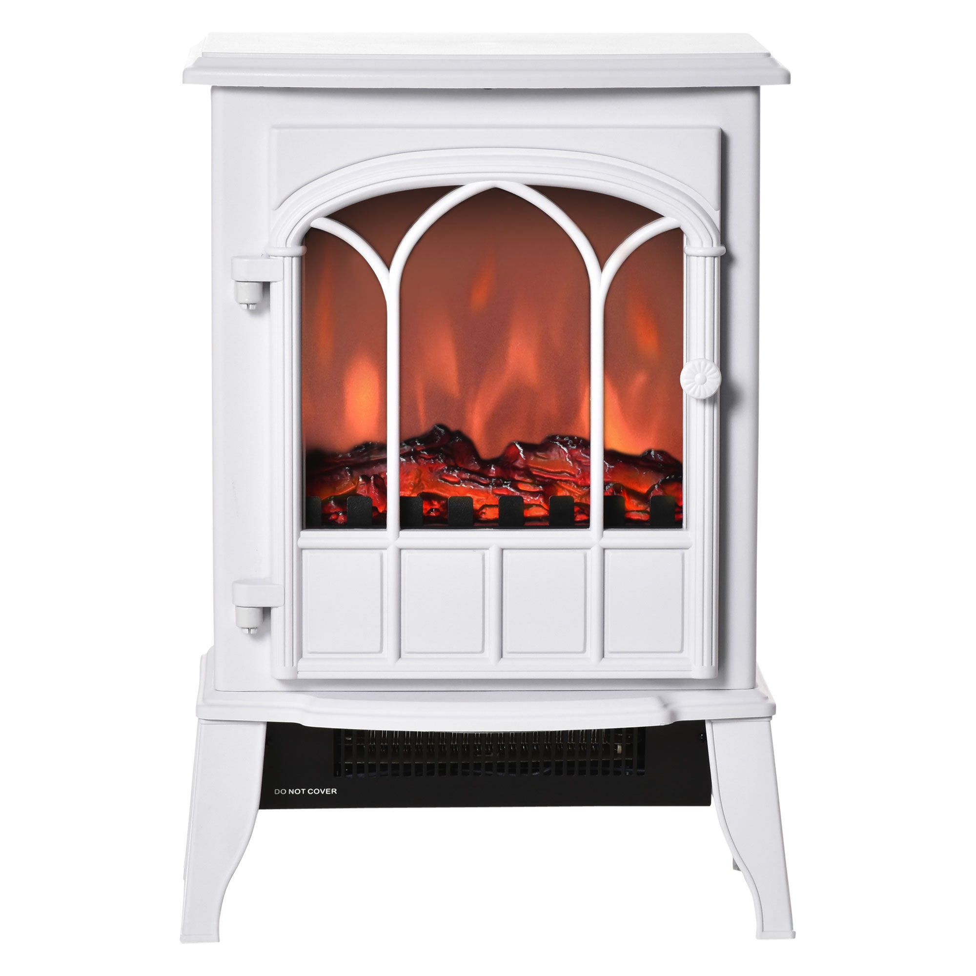 Modern Electric Fireplace Free Standing Fire with Realistic LED Flame 750W/1500W White