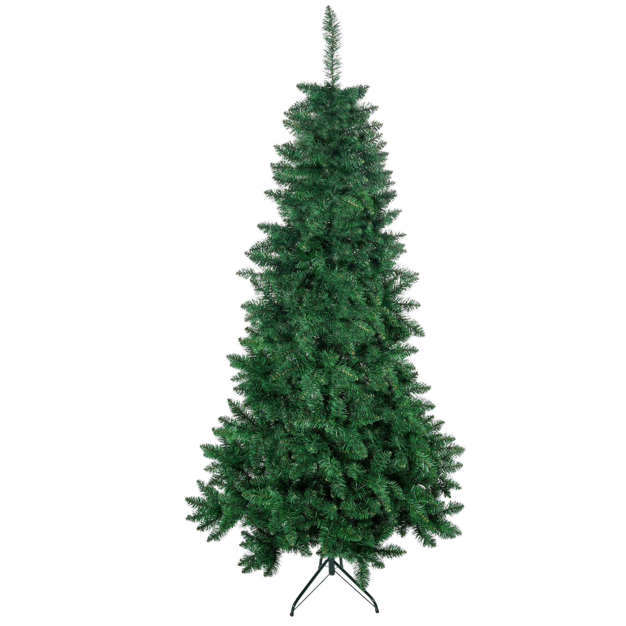 7' Artificial Half Christmas Trees with Auto Open, Steel Base, for Indoor Xmas Decor