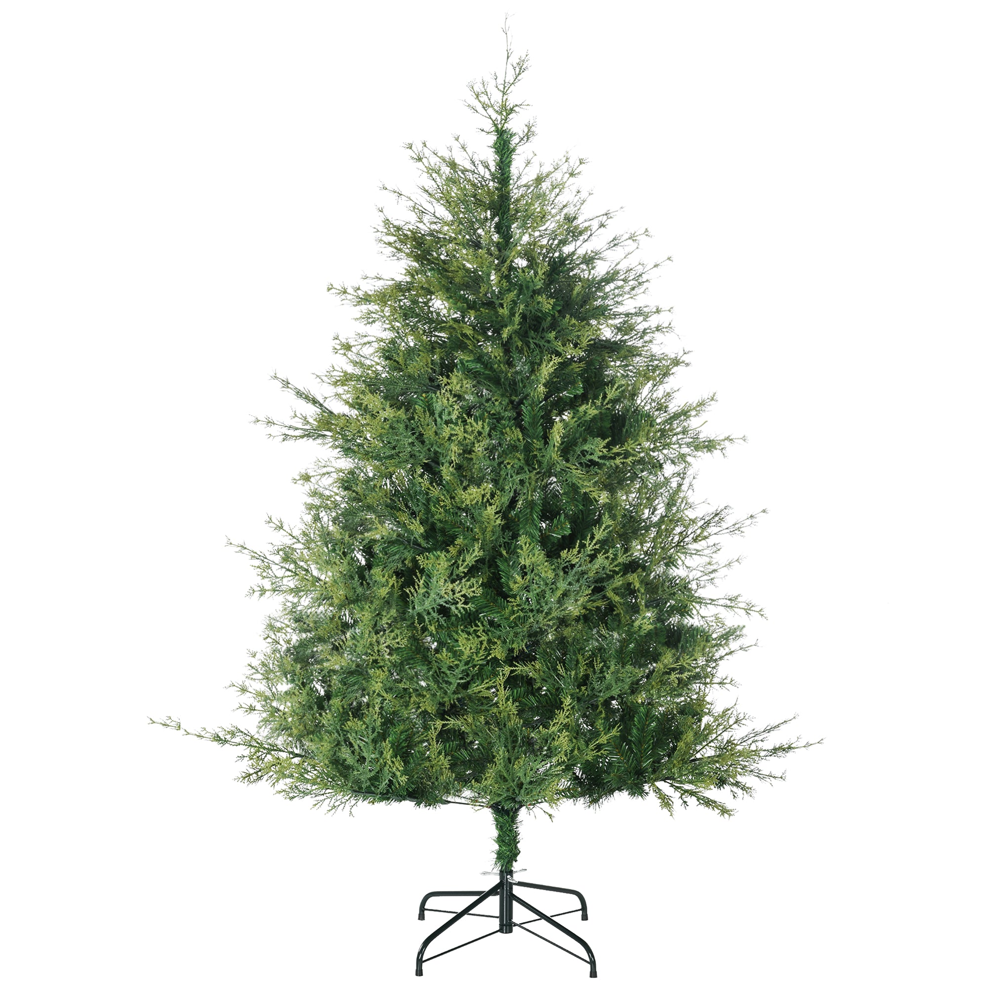 6' Artificial Christmas Trees, with Easy-to-Shape Branches, Auto Open, Steel Base, Wide Shape