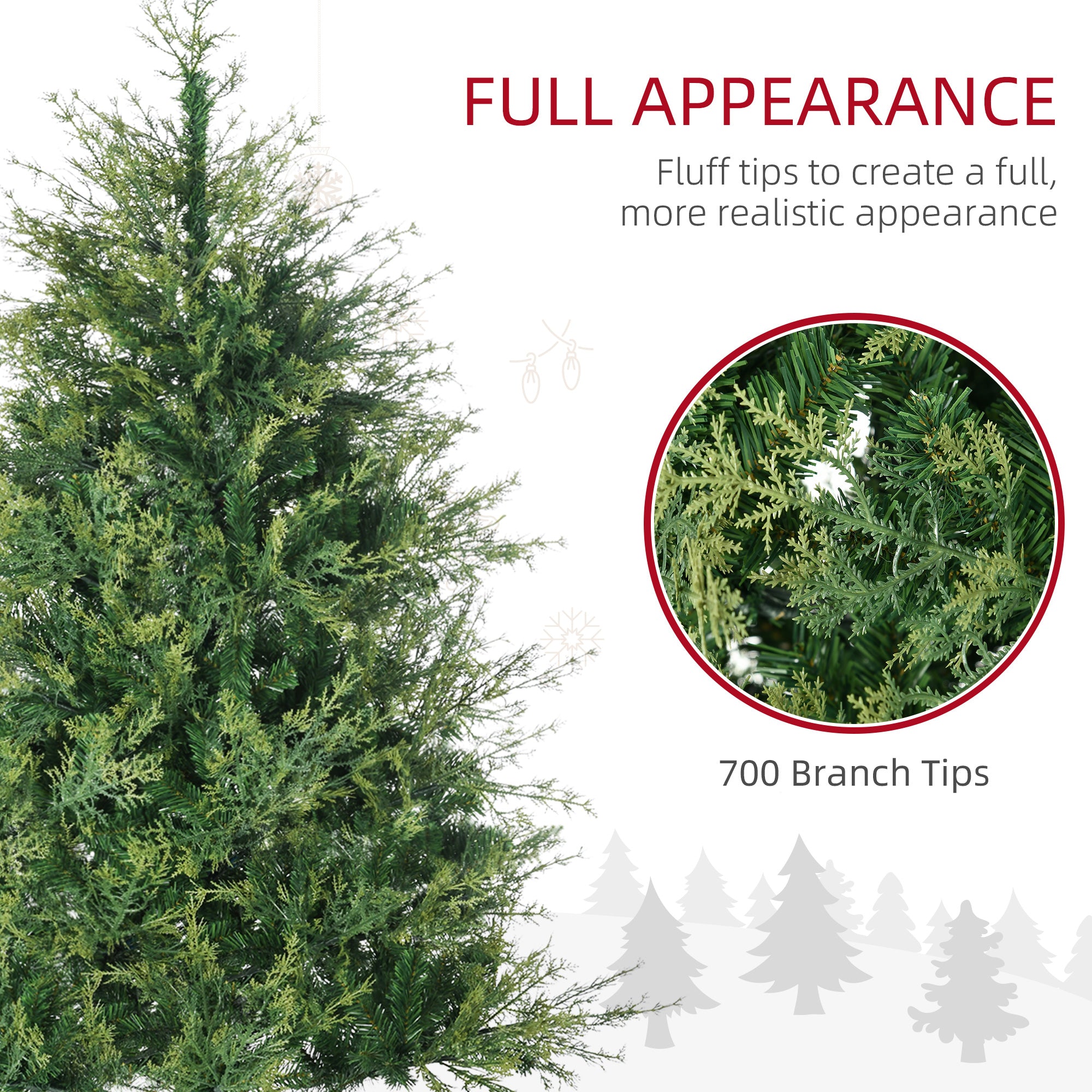 6' Artificial Christmas Trees, with Easy-to-Shape Branches, Auto Open, Steel Base, Wide Shape