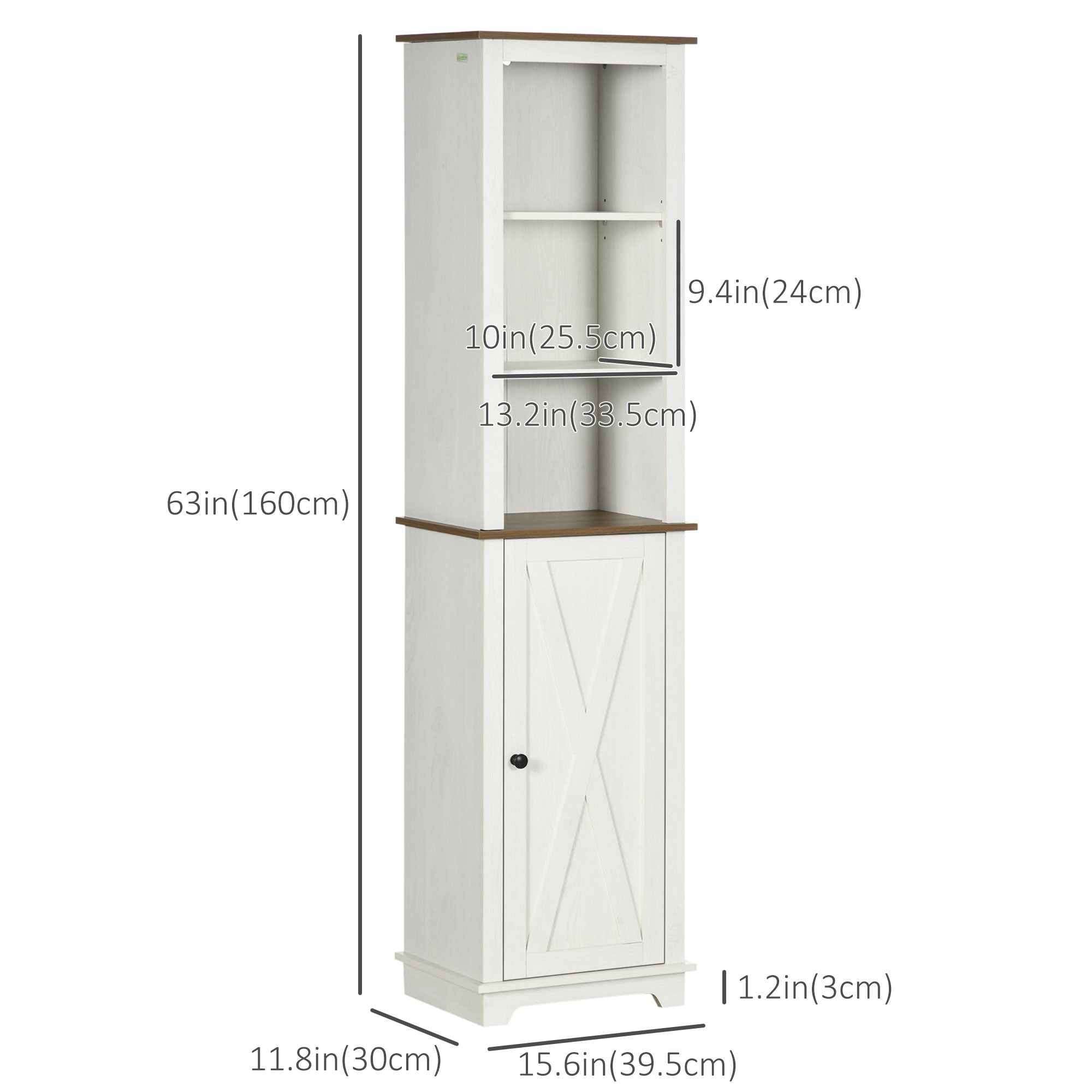 kleankin Tall Bathroom Storage Cabinet, Freestanding Narrow Bathroom Cabinet with Door and Adjustable Shelves, Farmhouse Slim Linen Tower for Bathroom, White