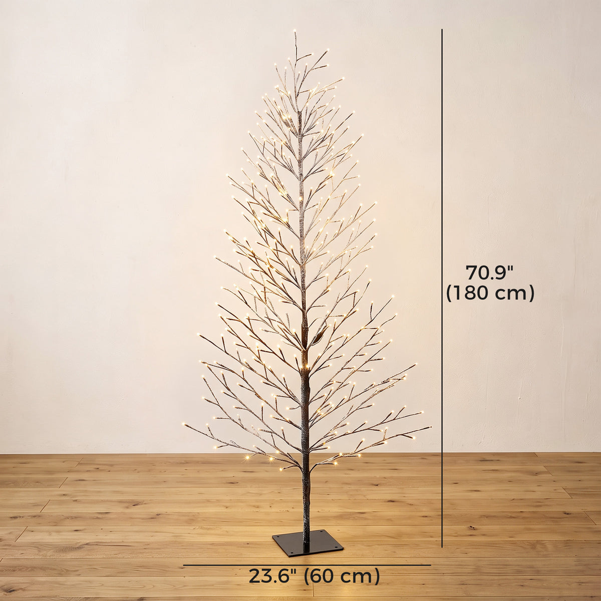 6FT Lighted Snow Flocked Twig Tree with Fairy Lights 328 LED, Daily Timer, Artificial Tree with 41 Branches for Home Indoor Sheltered Outdoor, Christmas Decor