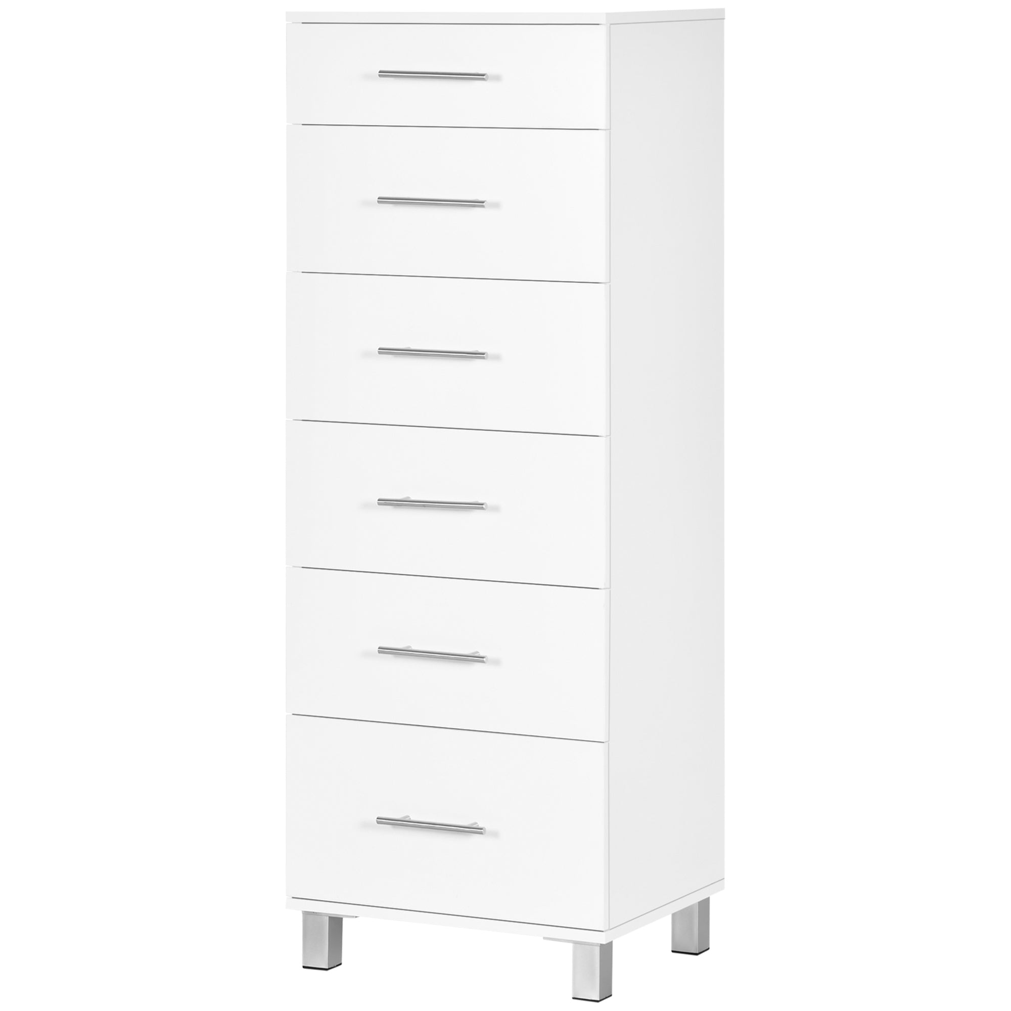 HOMCOM Chest of Drawers, Modern Dresser for Bedroom, 6 Drawer Dresser for Living Room, White