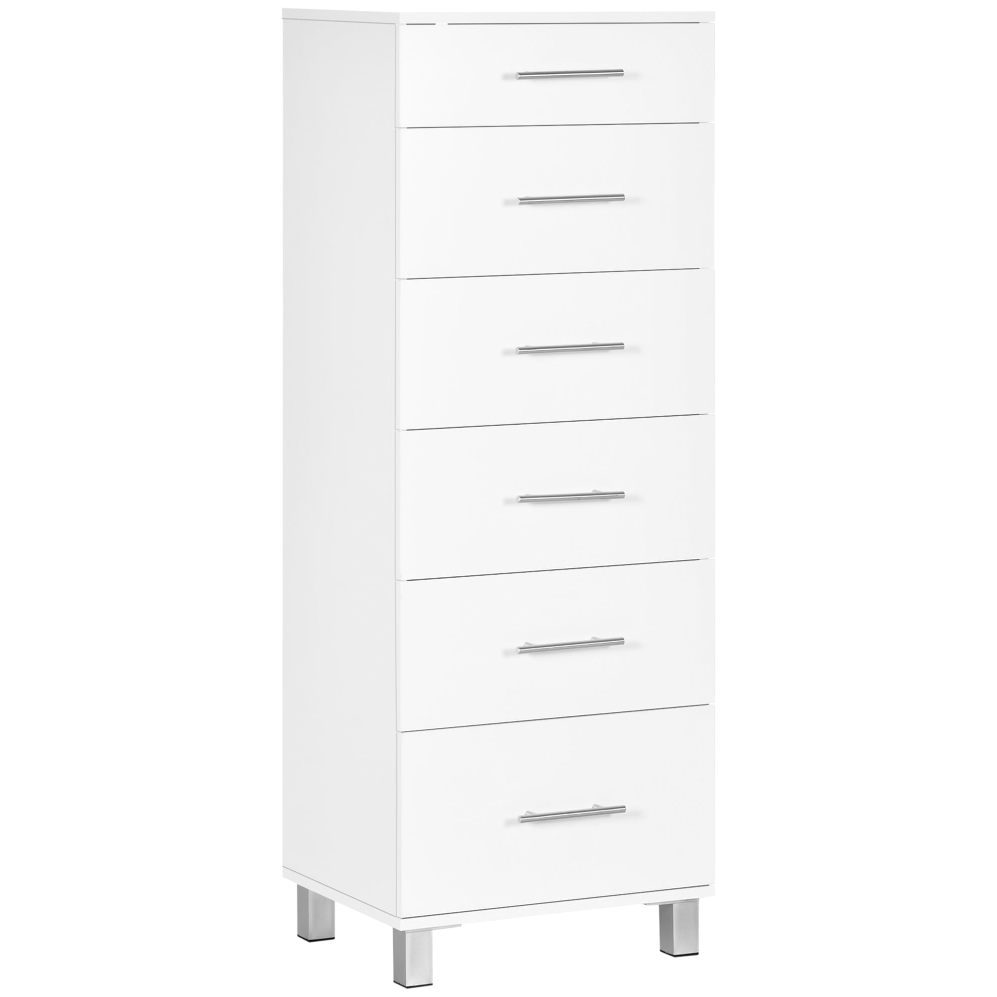 HOMCOM Chest of Drawers, Modern Dresser for Bedroom, 6 Drawer Dresser for Living Room, White