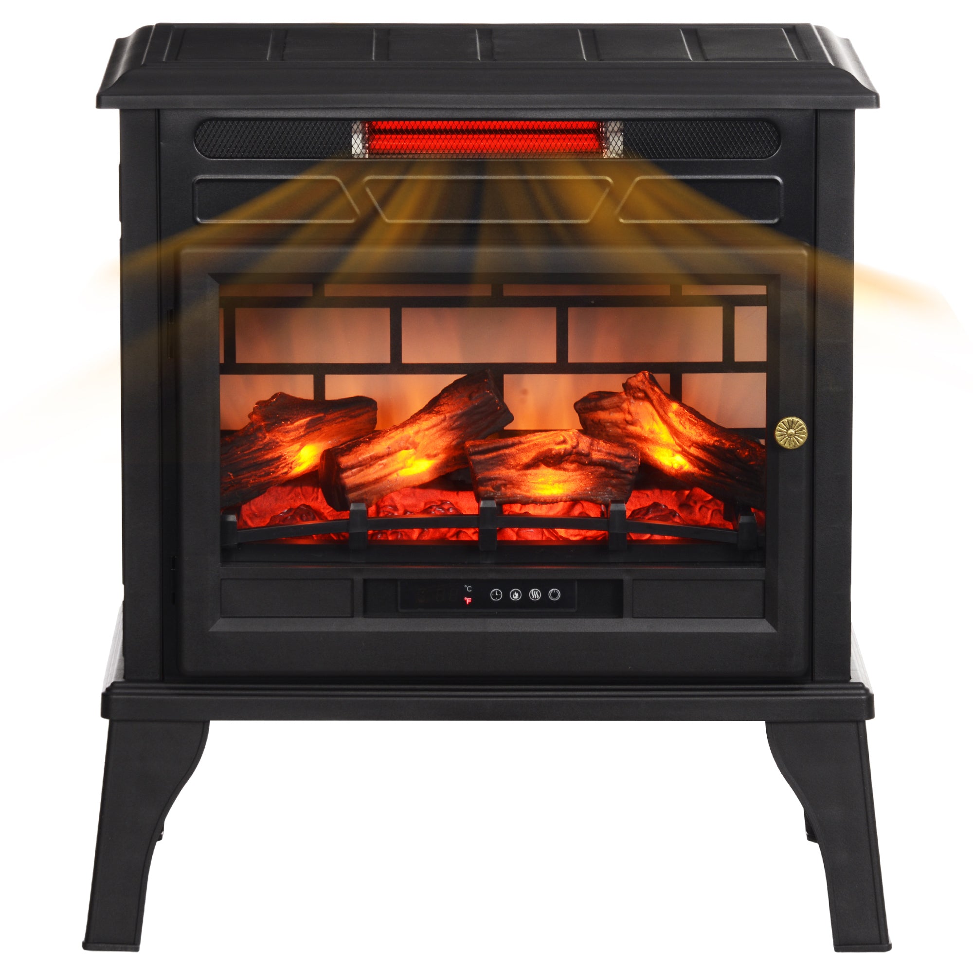 24" Electric Fireplace Stove 1000W/1500W Freestanding Heater with Remote Control Black