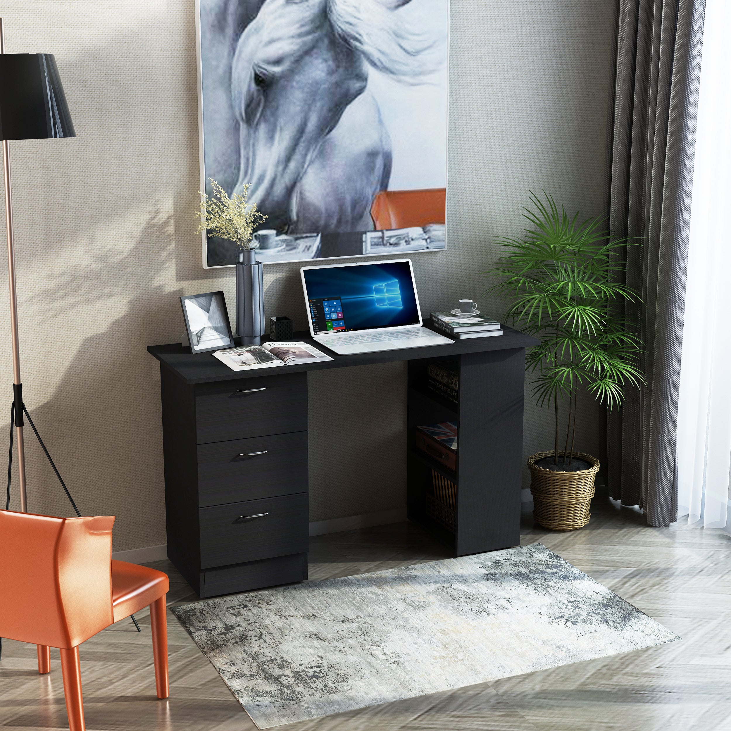 47" Modern Home Office Computer Workstation Desk Black - HOMCOM
